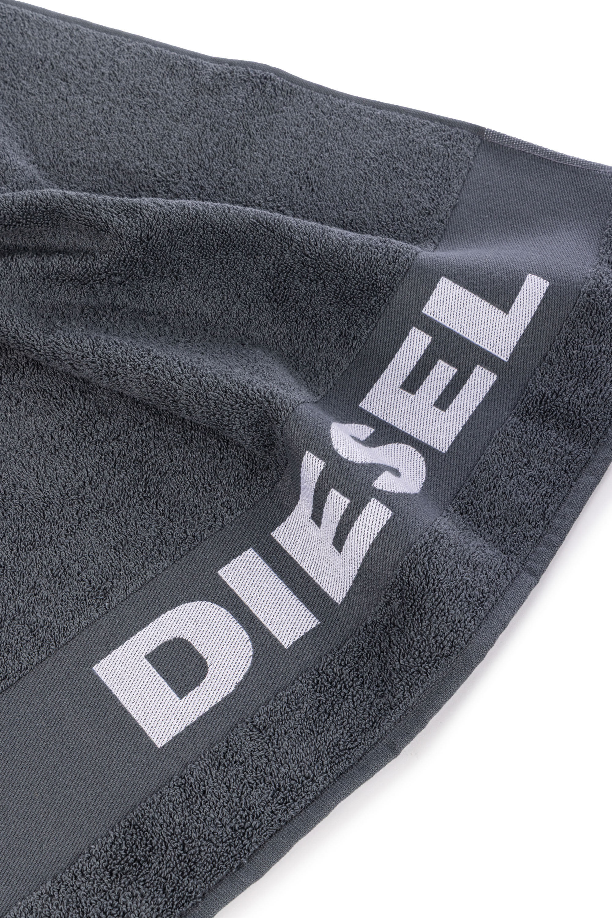 Diesel - 1015131 LOGO-COTTON TOWEL SET 1+1 GREY, Unisex Tücher-Set aus Baumwoll-Frottee mit Logo in Dunkelgrau - 2