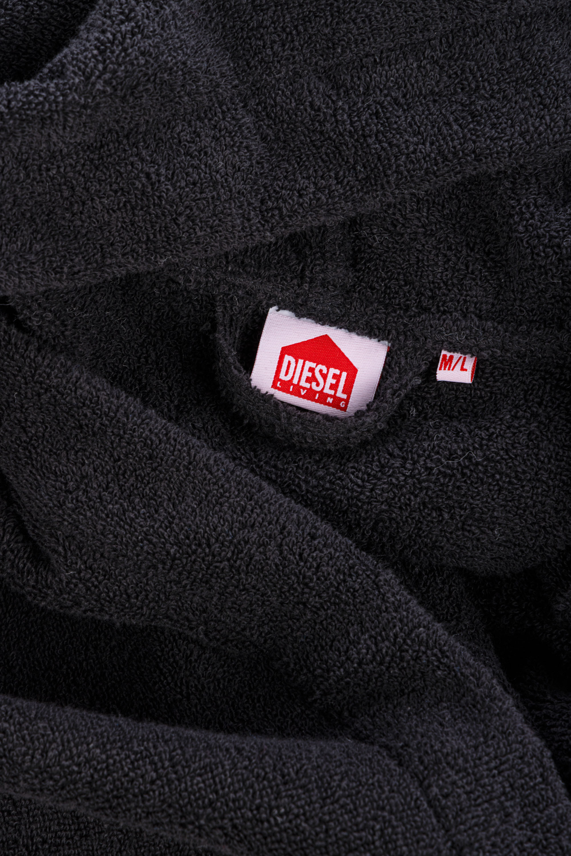 Diesel - 1015115 LOGO-COTTON BATHROBE SIZE M/L BL, Unisex Bademantel aus Baumwoll-Frottee, Größe M/L in Schwarz - 3