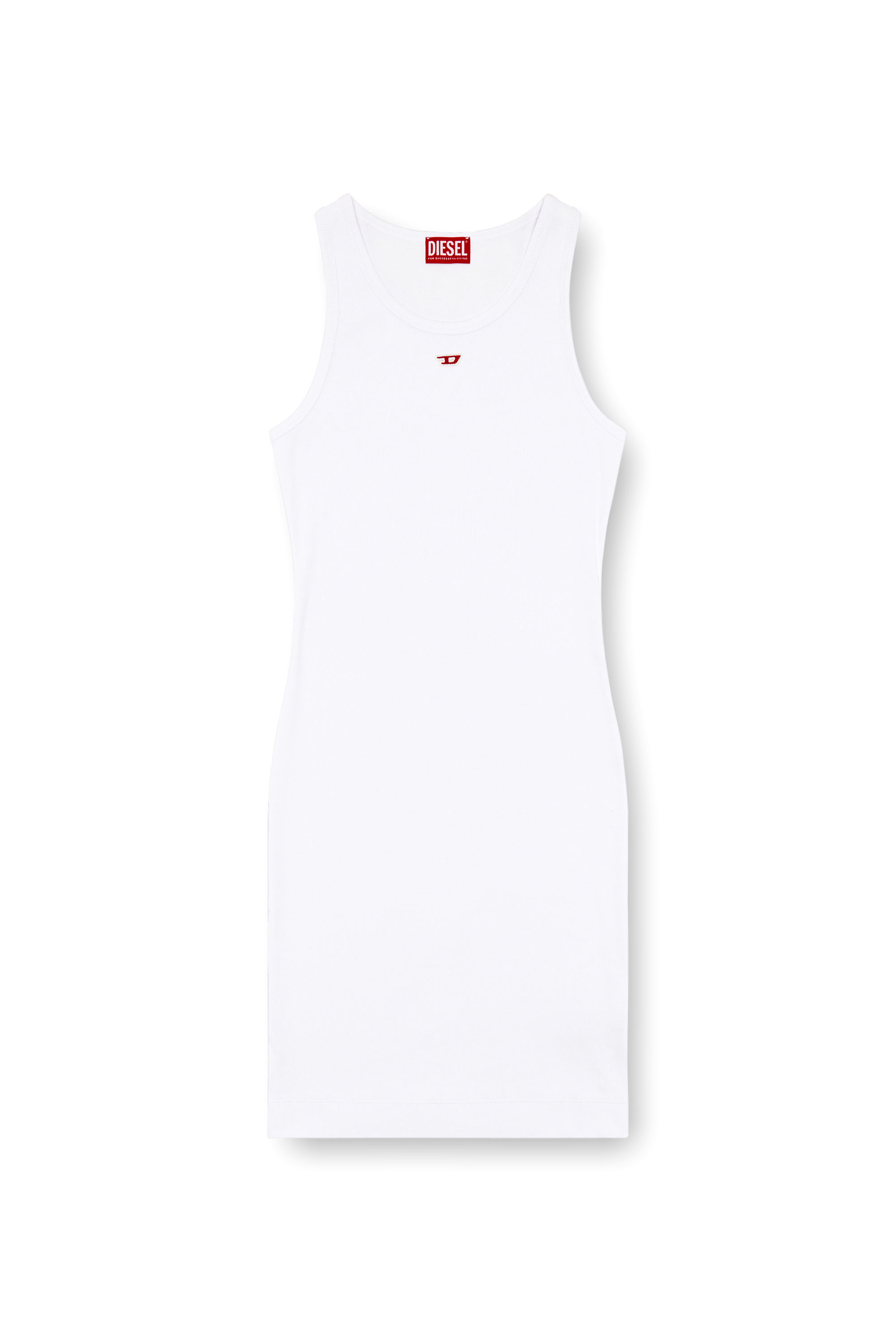 Diesel - D-TANK-LONG-D, Damen Kurzes Tank-Kleid mit D-Logo in Wei&szlig; - 2