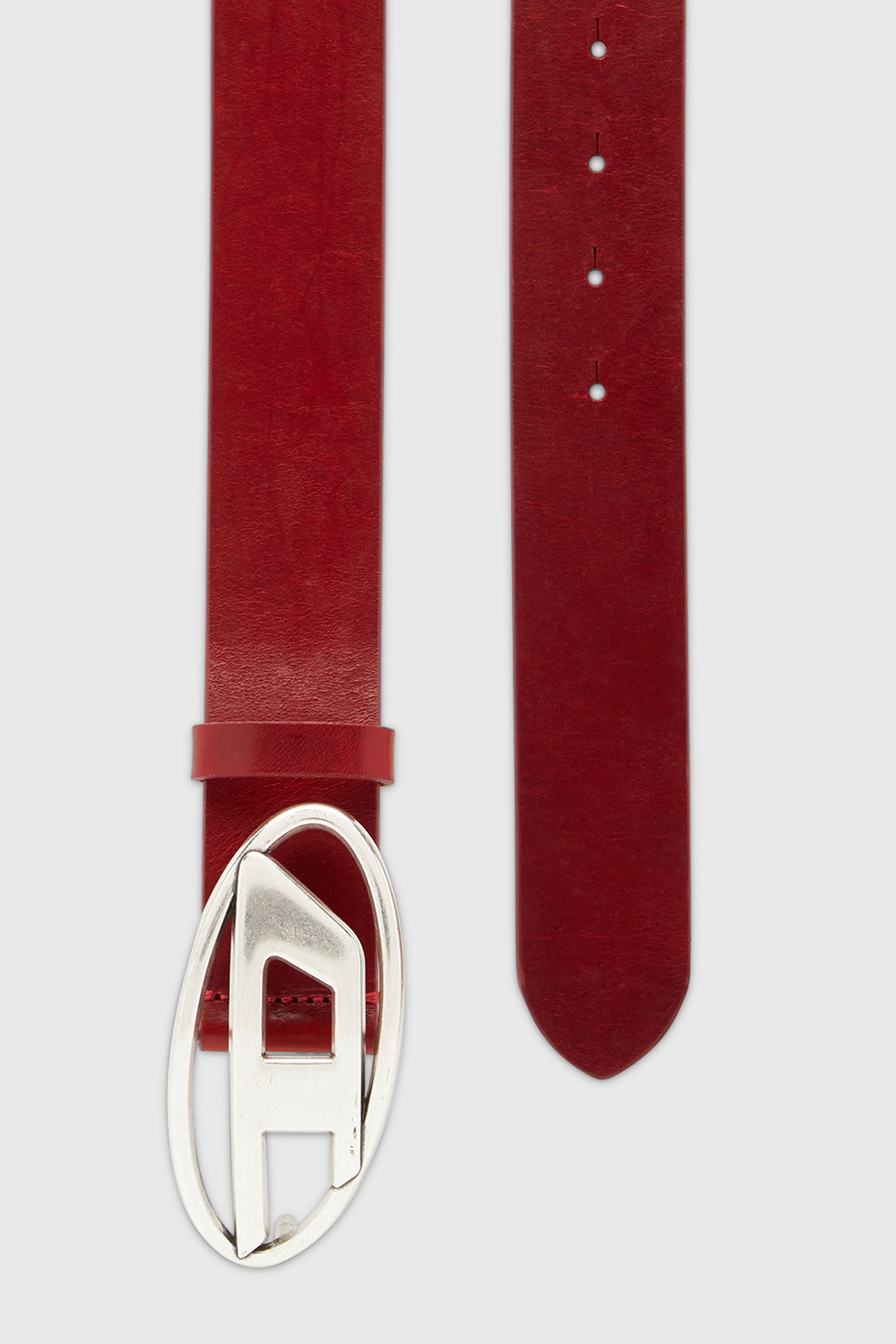 Diesel - B-1DR, Herren 3.9cm Lederg&uuml;rtel mit D-Schlie&szlig;e in Rot - 3