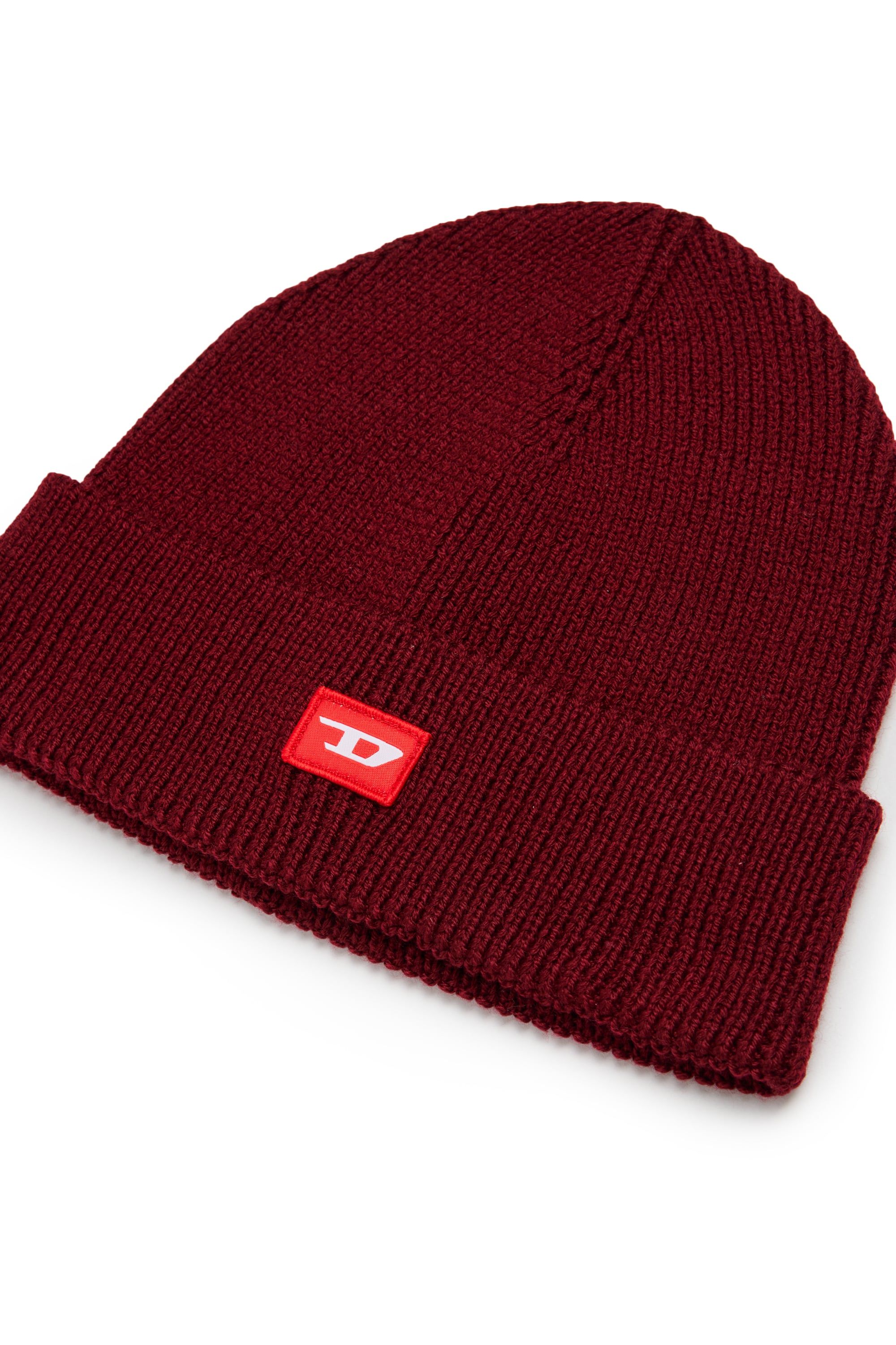 Diesel - FLOT, Unisex Beanie aus Wollmischung mit D Logo Patch in Rot - 3