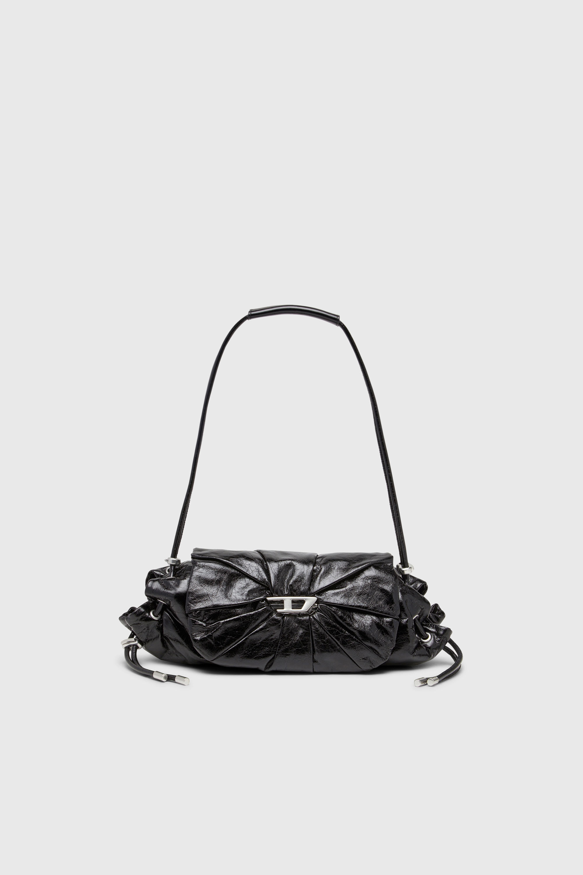 Diesel - SCRUNCH-D SHOULDER S, Damen Scrunch-D-Schultertasche aus Knitter-Leder in Schwarz - 2