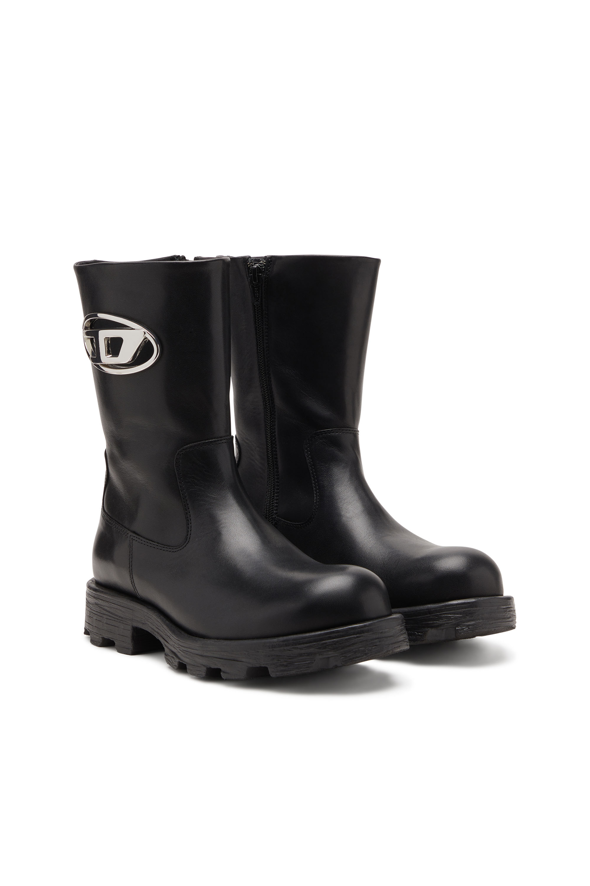 Diesel - D-HAMMER BKR D W, Damen D-Hammer-Bikerstiefel aus Hochglanzleder in null - 2