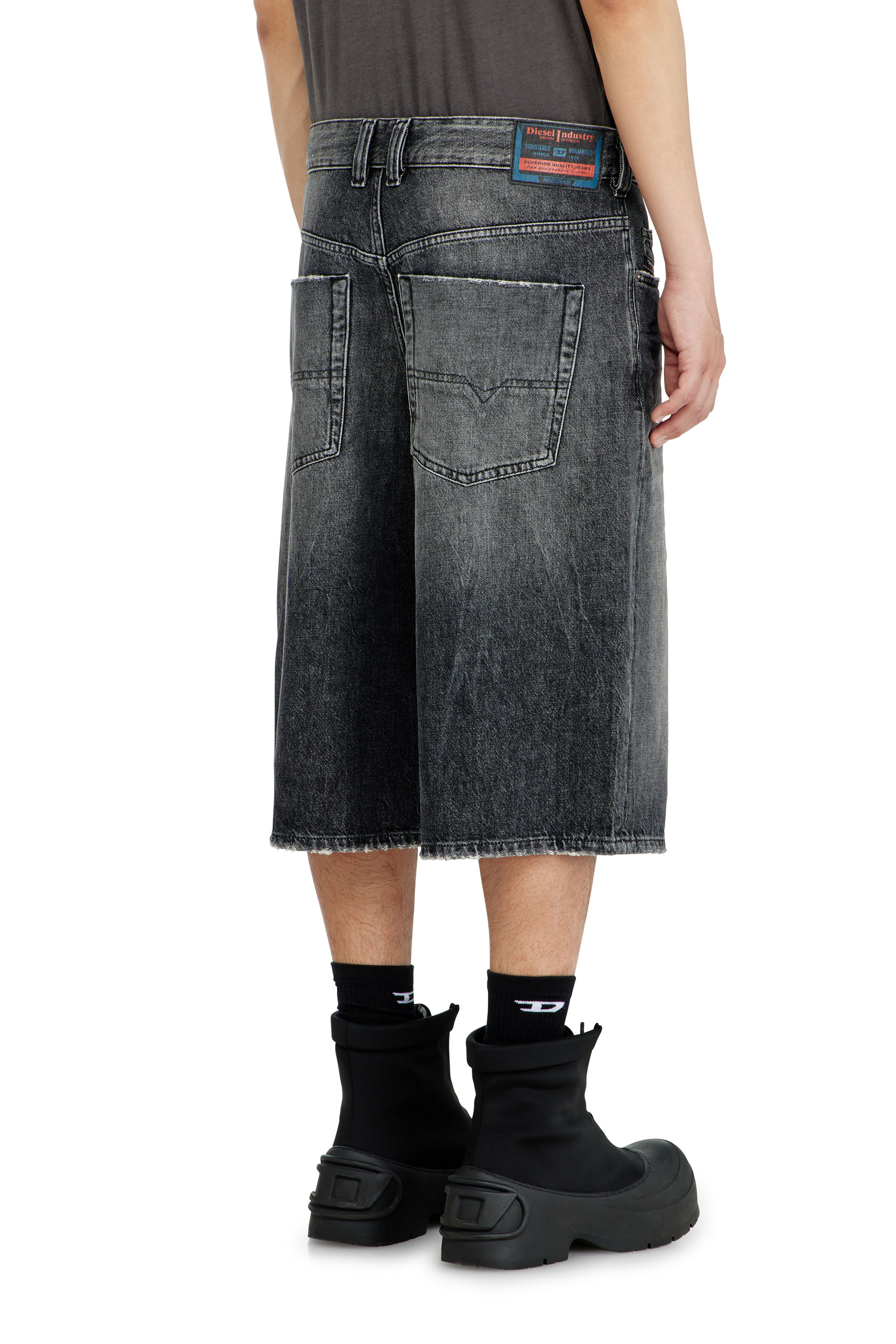 Diesel - D-ENIM-M-SHORT, Unisex Denim relaxed shorts mit Abrasionen in Grau - 3