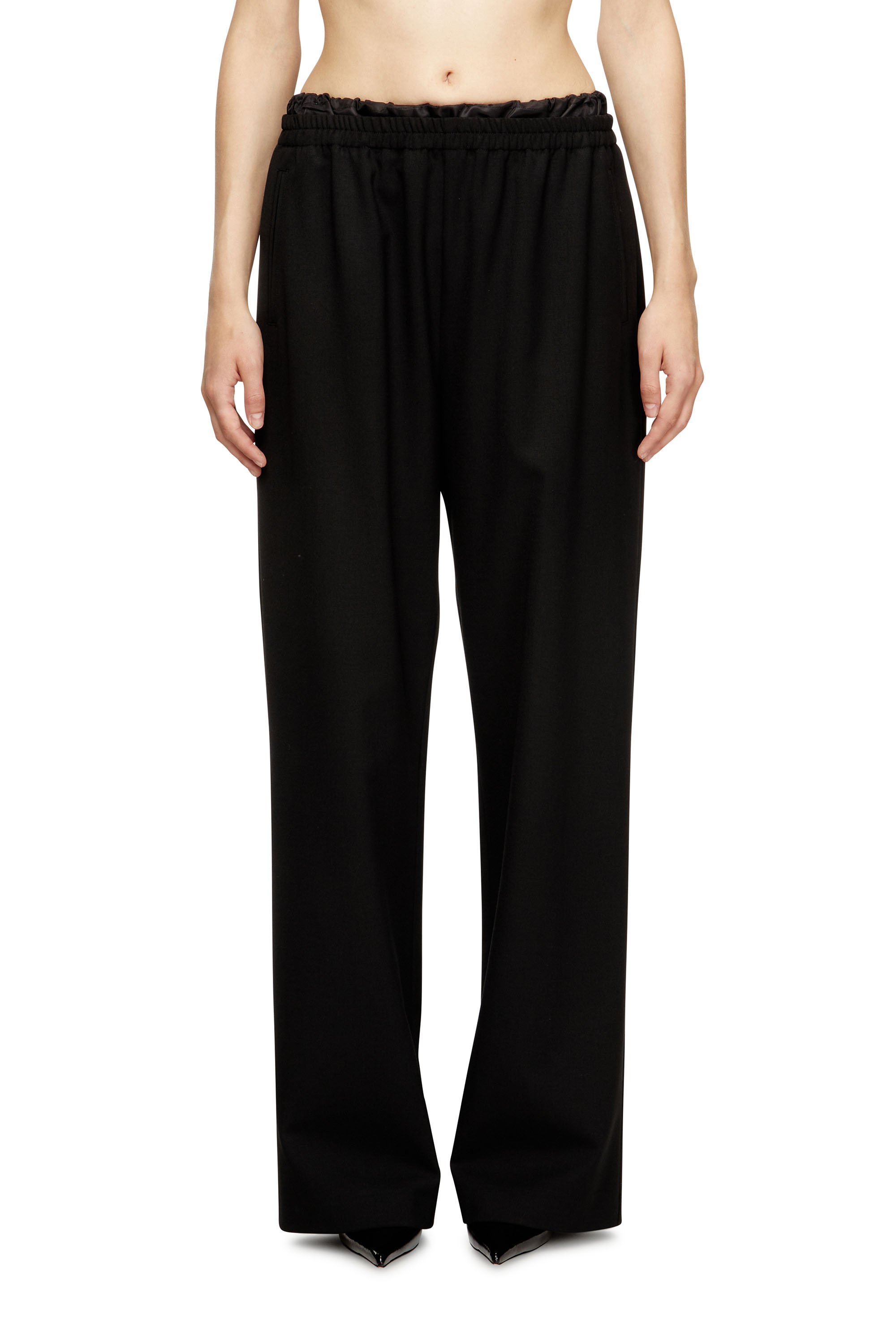 Diesel - P-YRITE-R2, Damen Wollhose mit Kordelzug in Schwarz - 1
