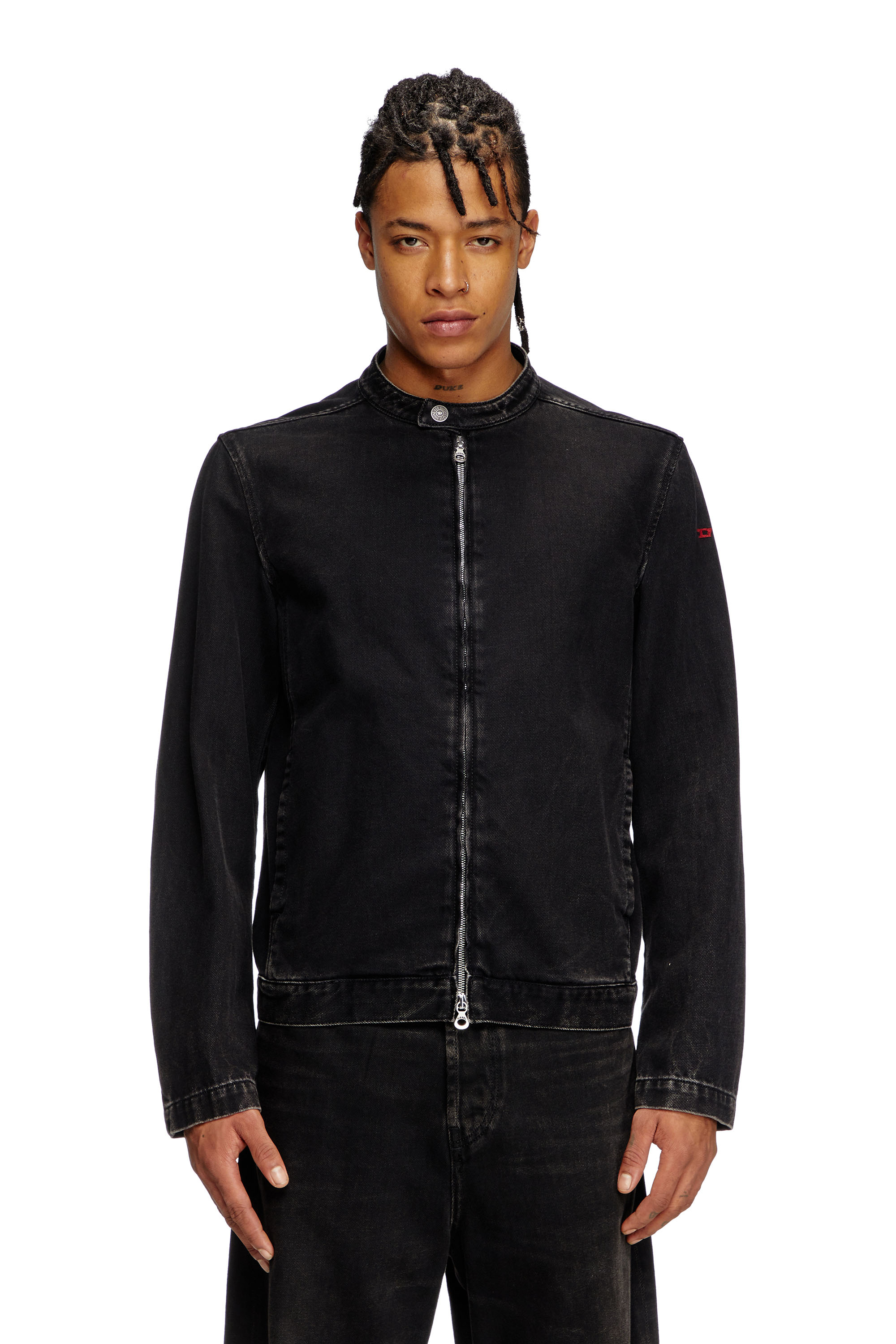 Diesel - D-GLORY, Herren Moto-Jacke aus Denim in cleaner Waschung in Schwarz - 1