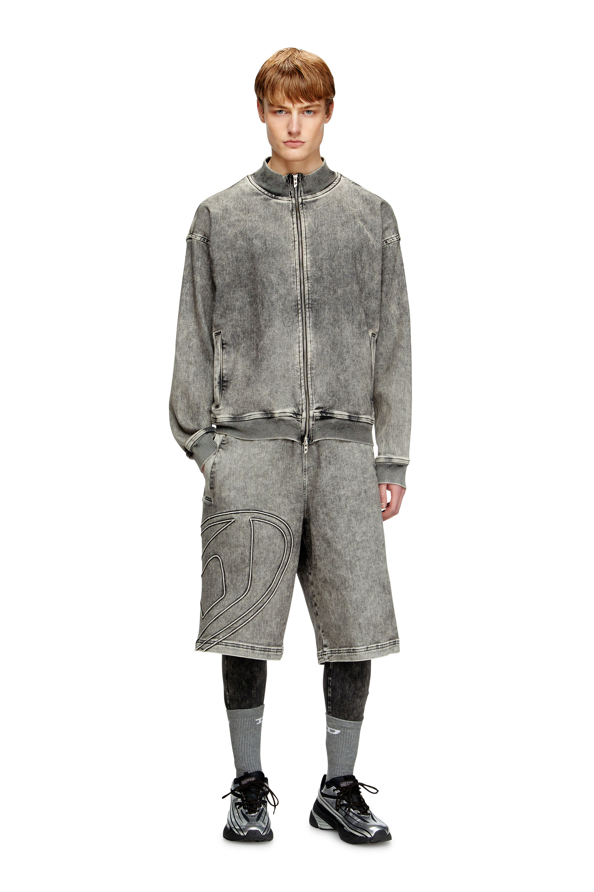 Diesel - D-ENNY-S TRACK, Unisex Bermudas aus Track Denim mit Oval D in Grau - 1