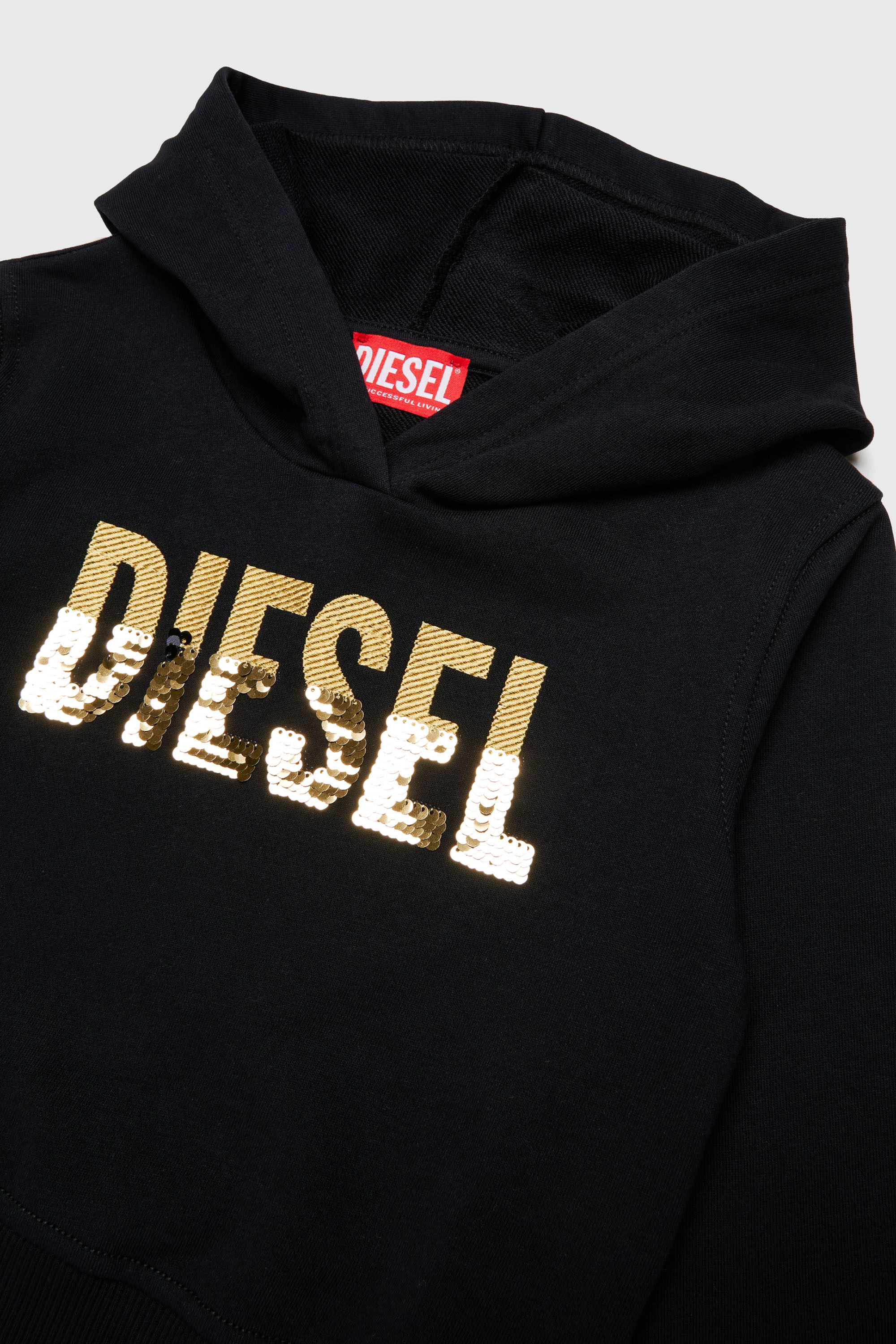 Diesel - SPALLYHOOD, Damen Hoodie mit Pailletten-Logo in Schwarz - 3