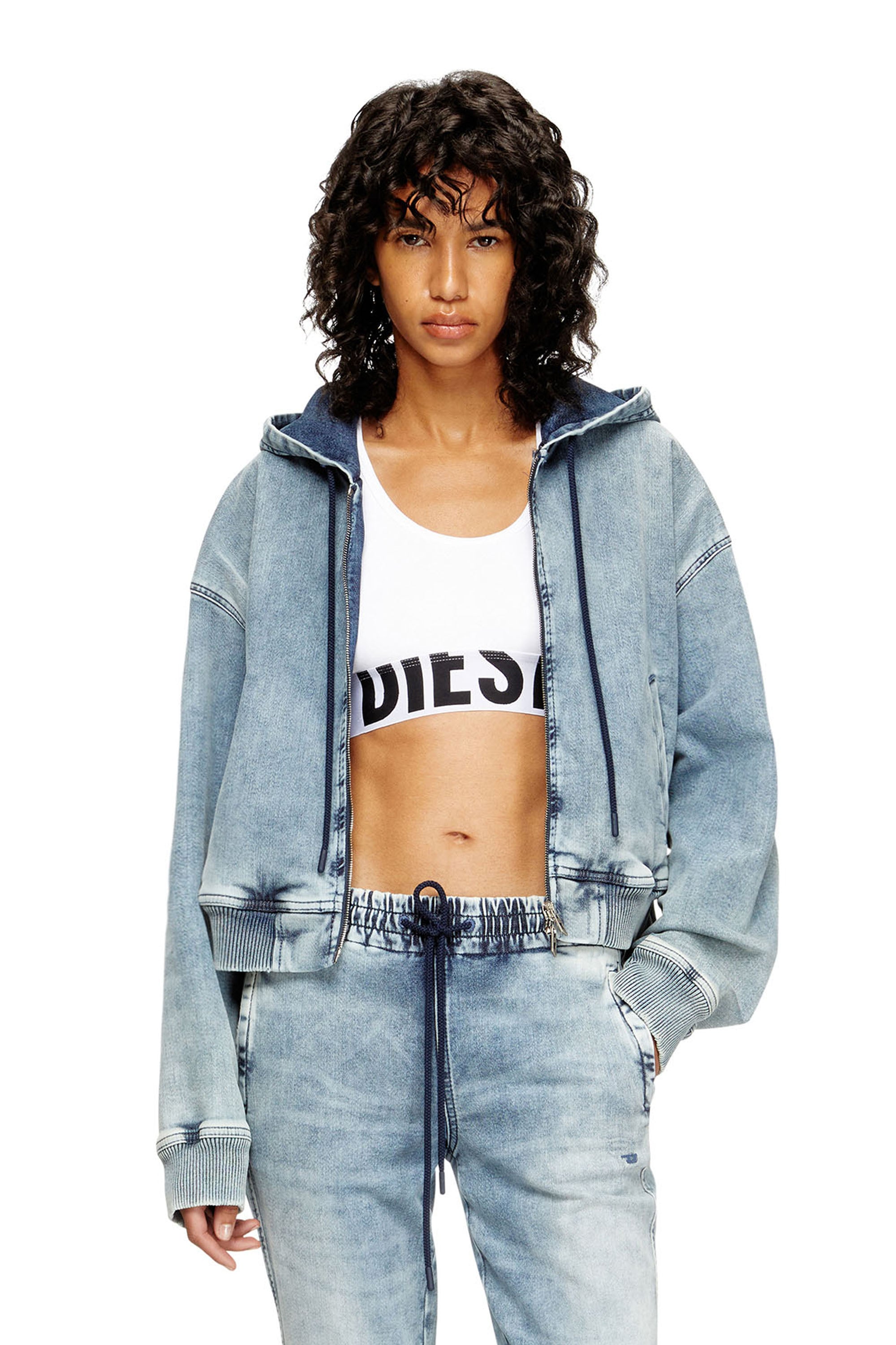 Diesel - UFSB-COTTON-RACE-BRALETTE-XL, Damen Sport-BH mit Cut-off-Logo in Wei&szlig; - 2