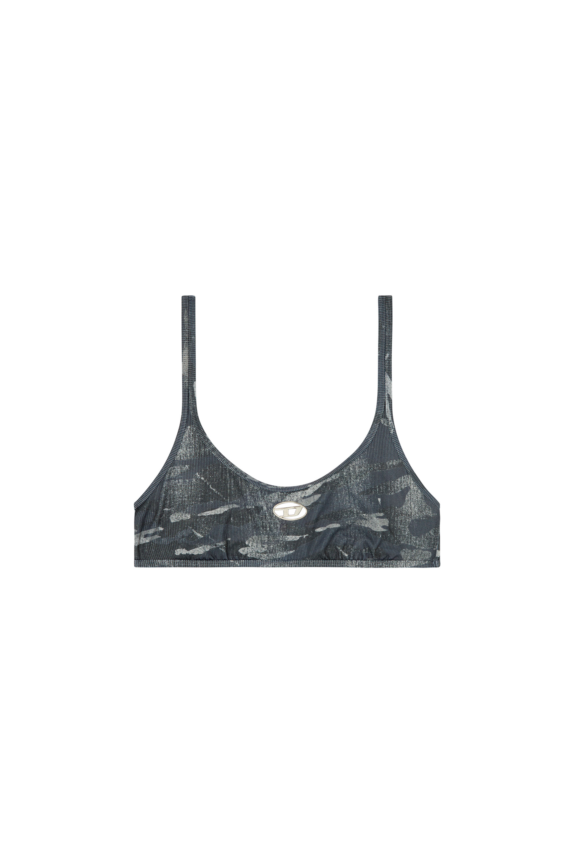 Diesel - UT-BRA-TOP-UTLT, Damen Camo-Bikini-Top mit ausgeschnittenem Logo in Grau - 4