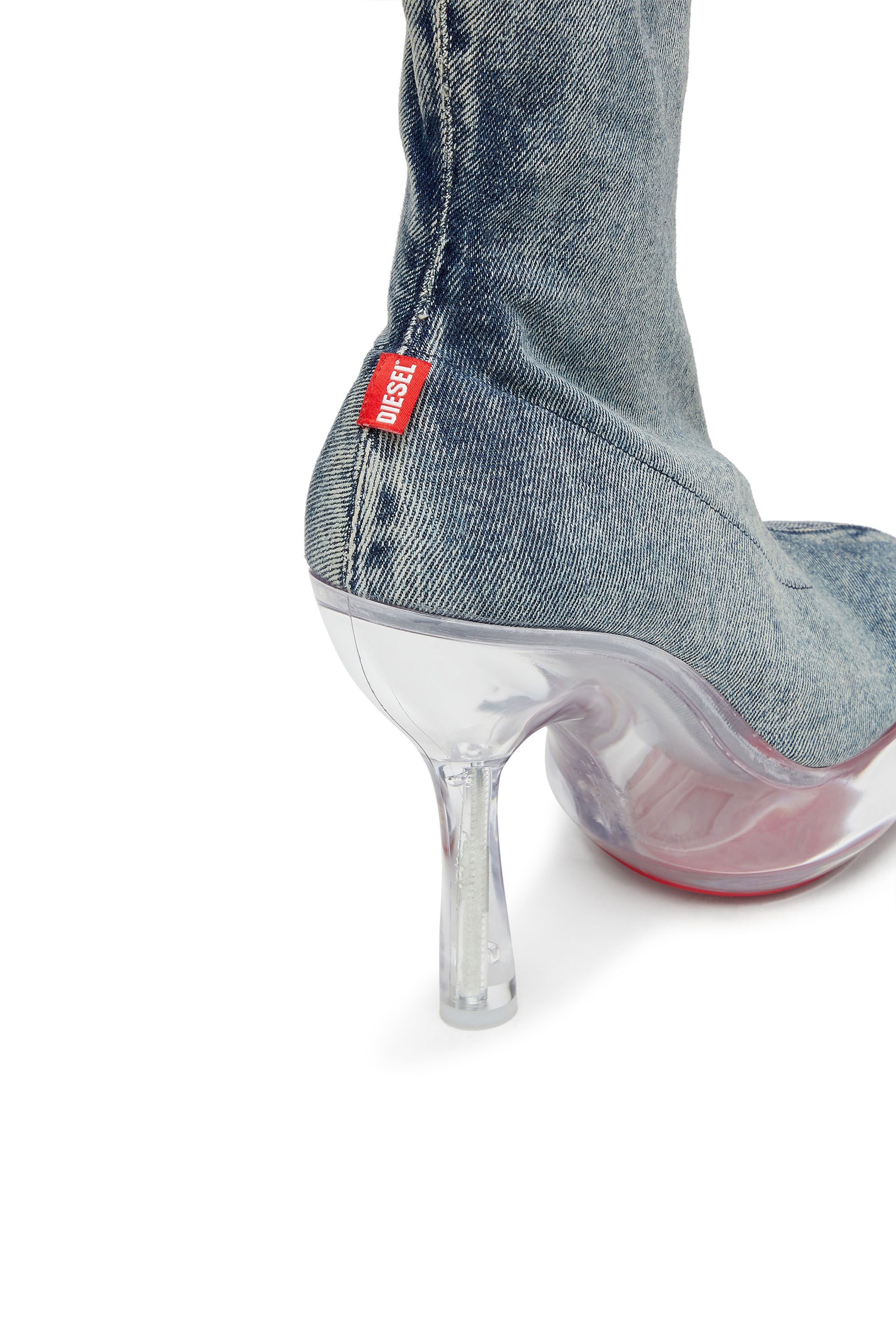 D-LAKE PLATFORM MIDB ZIP  STRETCH, Mittelblau Diesel - D-LAKE PLATFORM MIDB ZIP  STRETCH, Damen D-Lake-Stiefeletten mit Plateau-Sohle aus Denim und Plexiglas in Mittelblau - 4