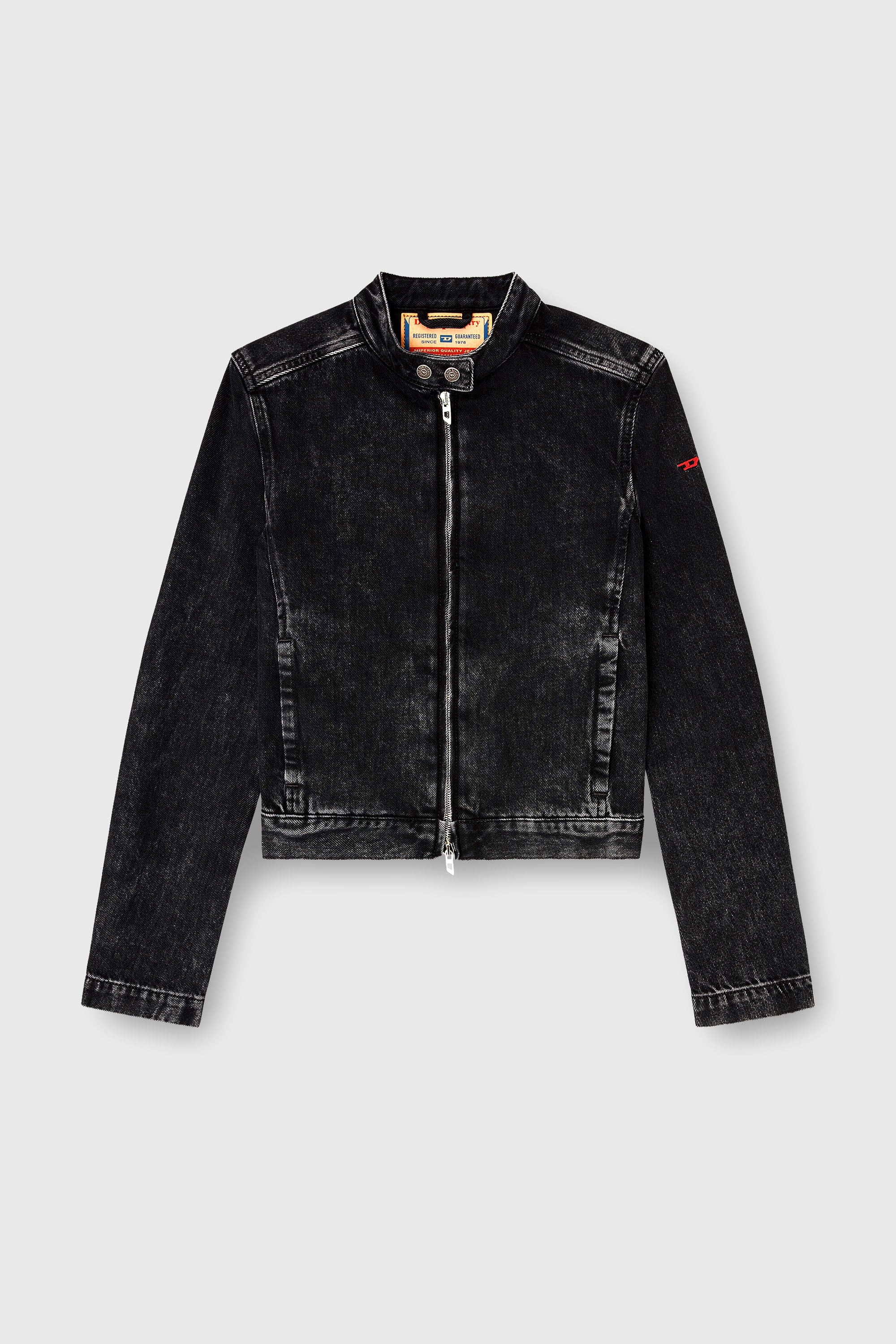Diesel - DE-MORNIN, Woman's Moto jacket in denim in clean-wash denim in Black - 2