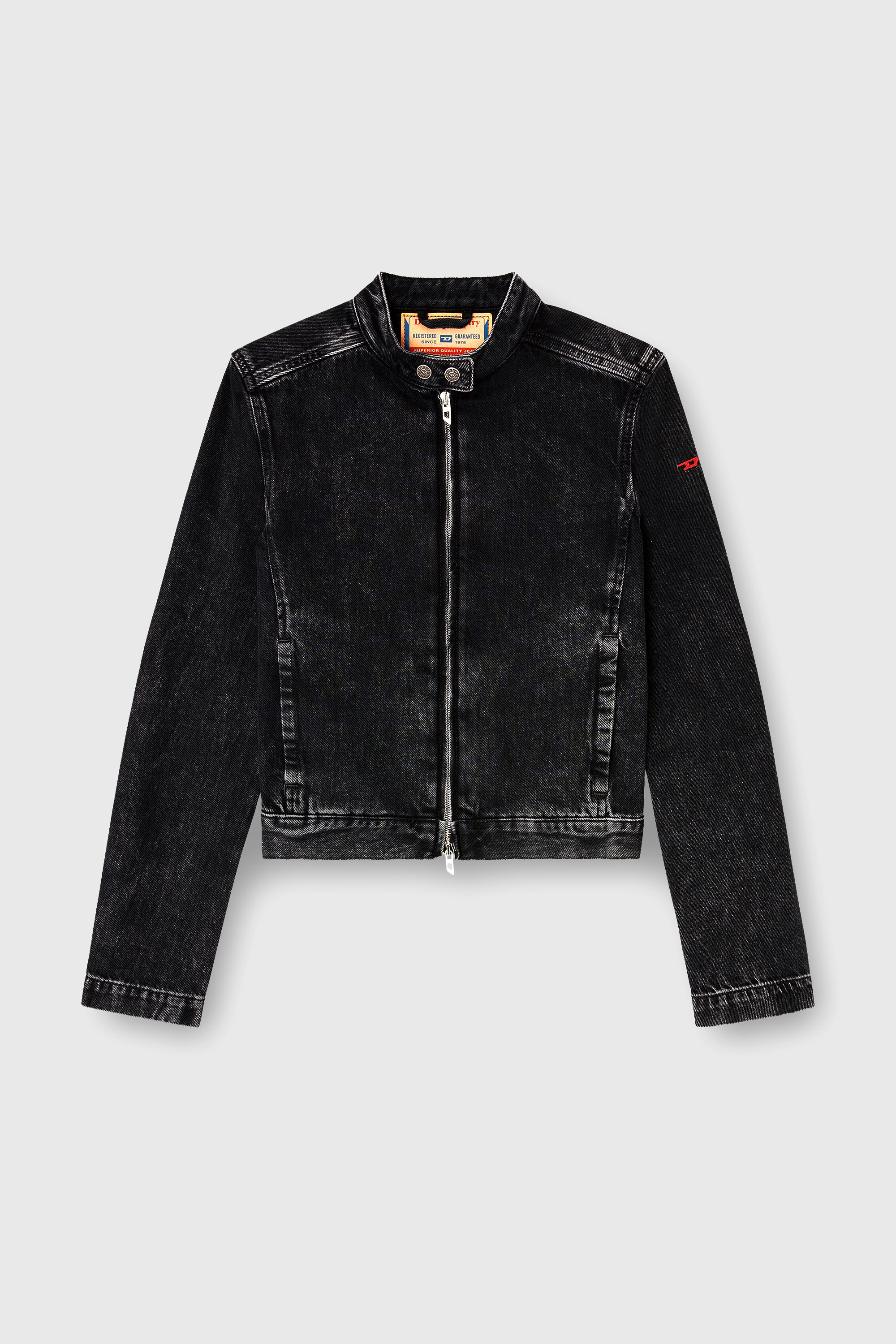 Diesel - DE-MORNIN, Damen Motorradjacke aus Denim in Clean-Wash-Denim in Schwarz - 2