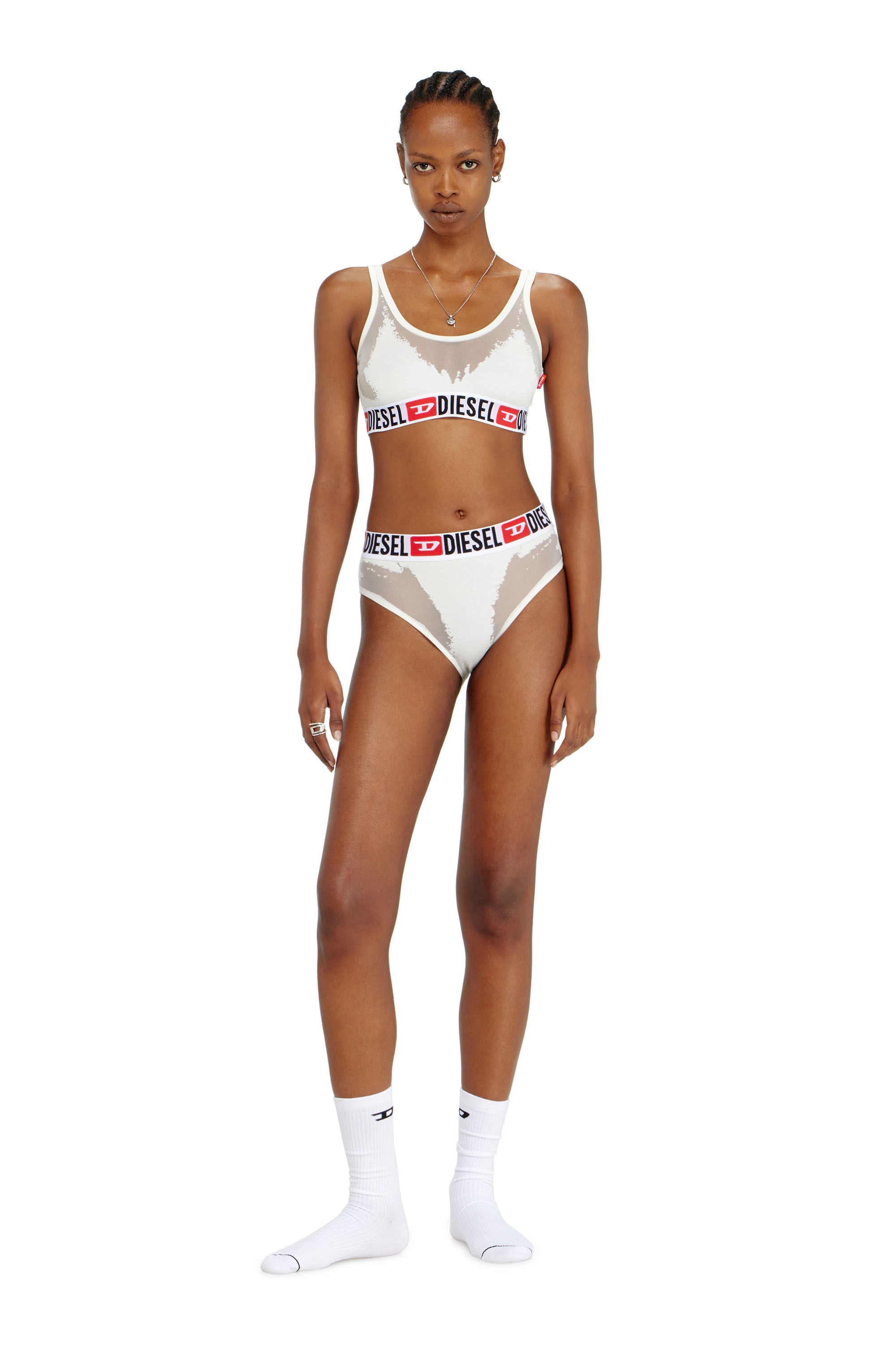 Diesel - PR-ORIBA-D-CORE, Damen Bralette mit transparentem Devor&eacute;-Effekt in Wei&szlig; - 1