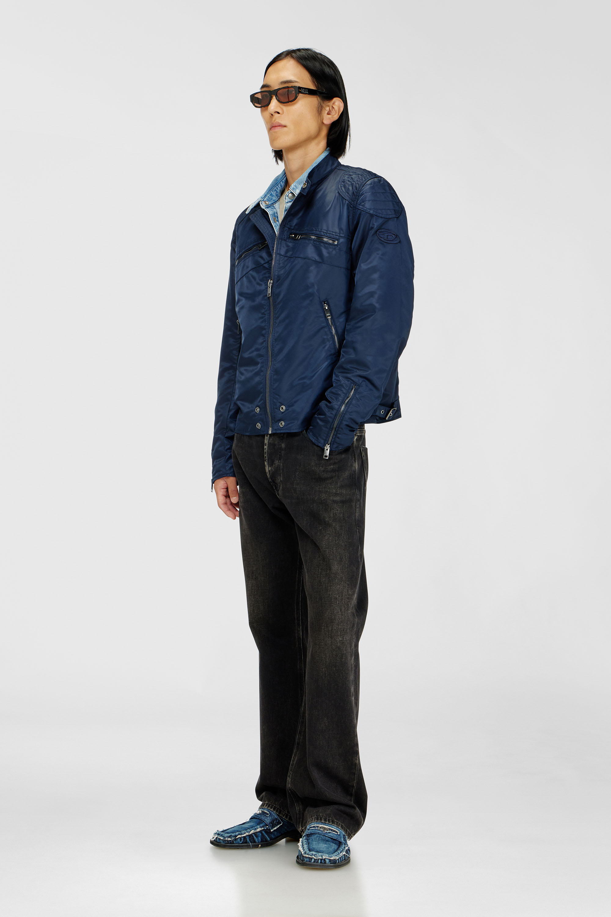 Diesel - J-GLORY-T92, Herren Nylonjacke mit gesteppten Schultern und Rei&szlig;verschlusstaschen in Blau - 2