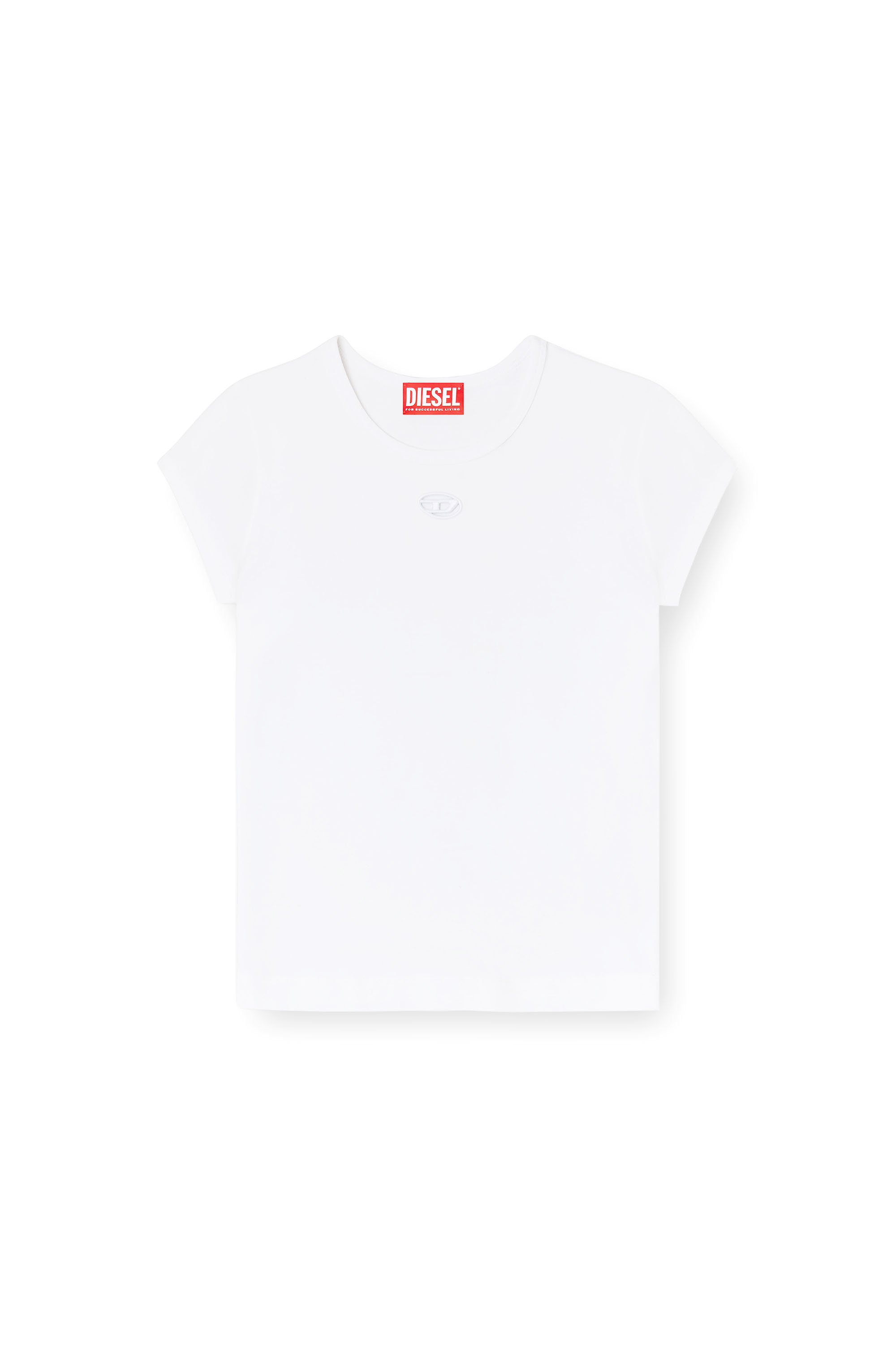 Diesel - T-ANGIE-OD, Damen T-Shirt mit ausgeschnittenem, besticktem Logo in Wei&szlig; - 3