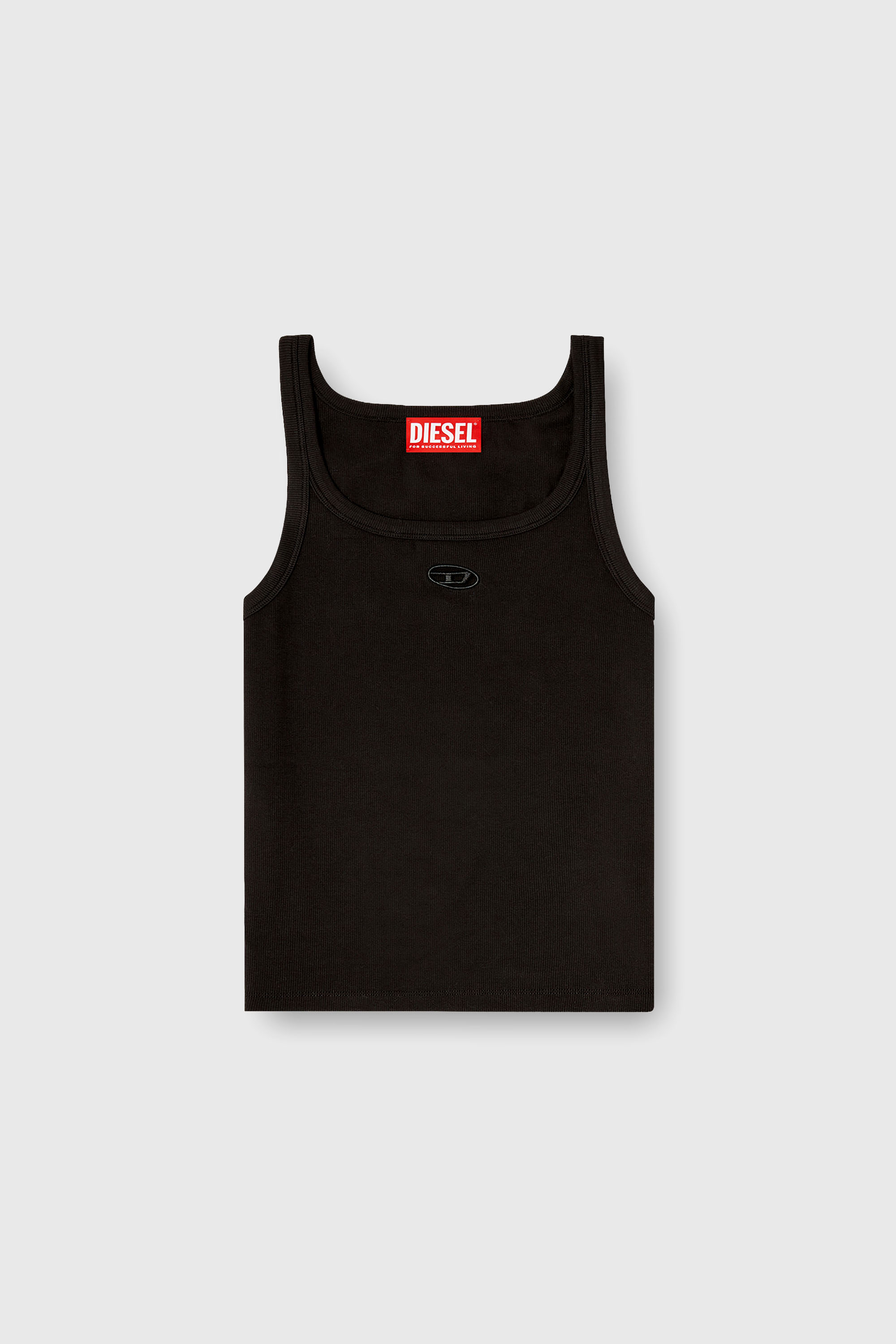 Diesel - T-WIFE-OD, Damen Schmales Tanktop mit lasergeschnittenem Oval D in Schwarz - 2