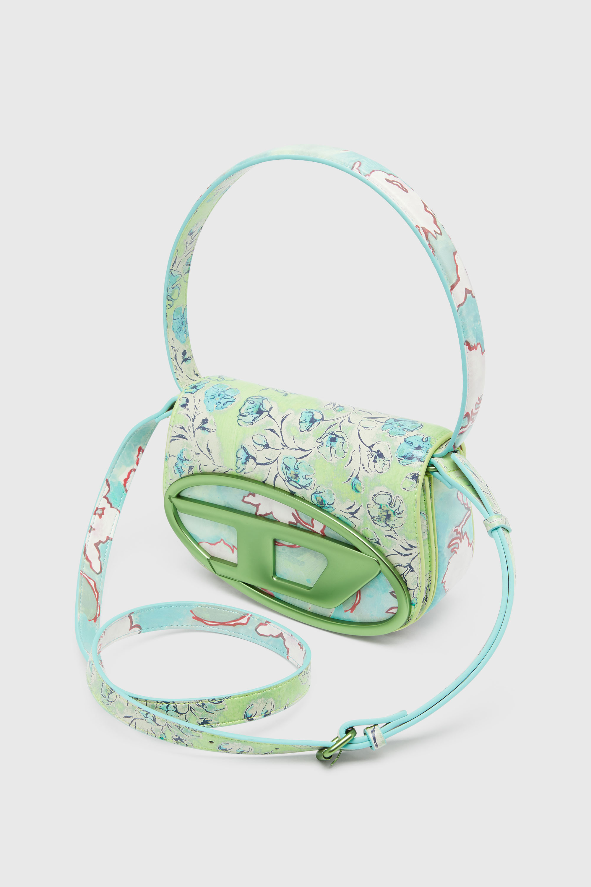 Diesel - 1DR, Damen 1DR-Ikonische Schultertasche mit Blumenmuster in Gr&uuml;n - 6