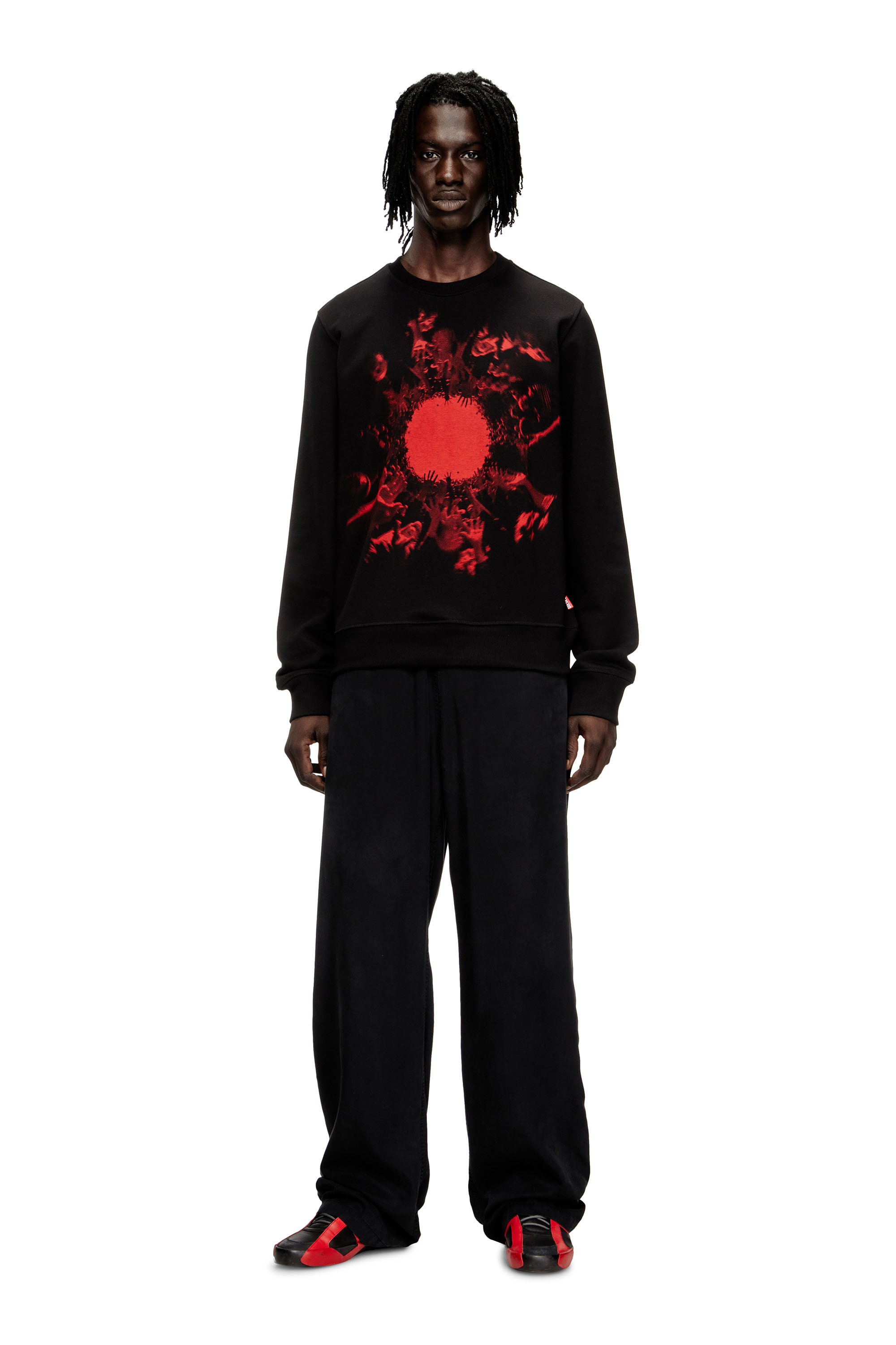 Diesel - S-GINN-T3, Herren Baumwoll-Sweatshirt mit grafischem Druck in Schwarz - 2