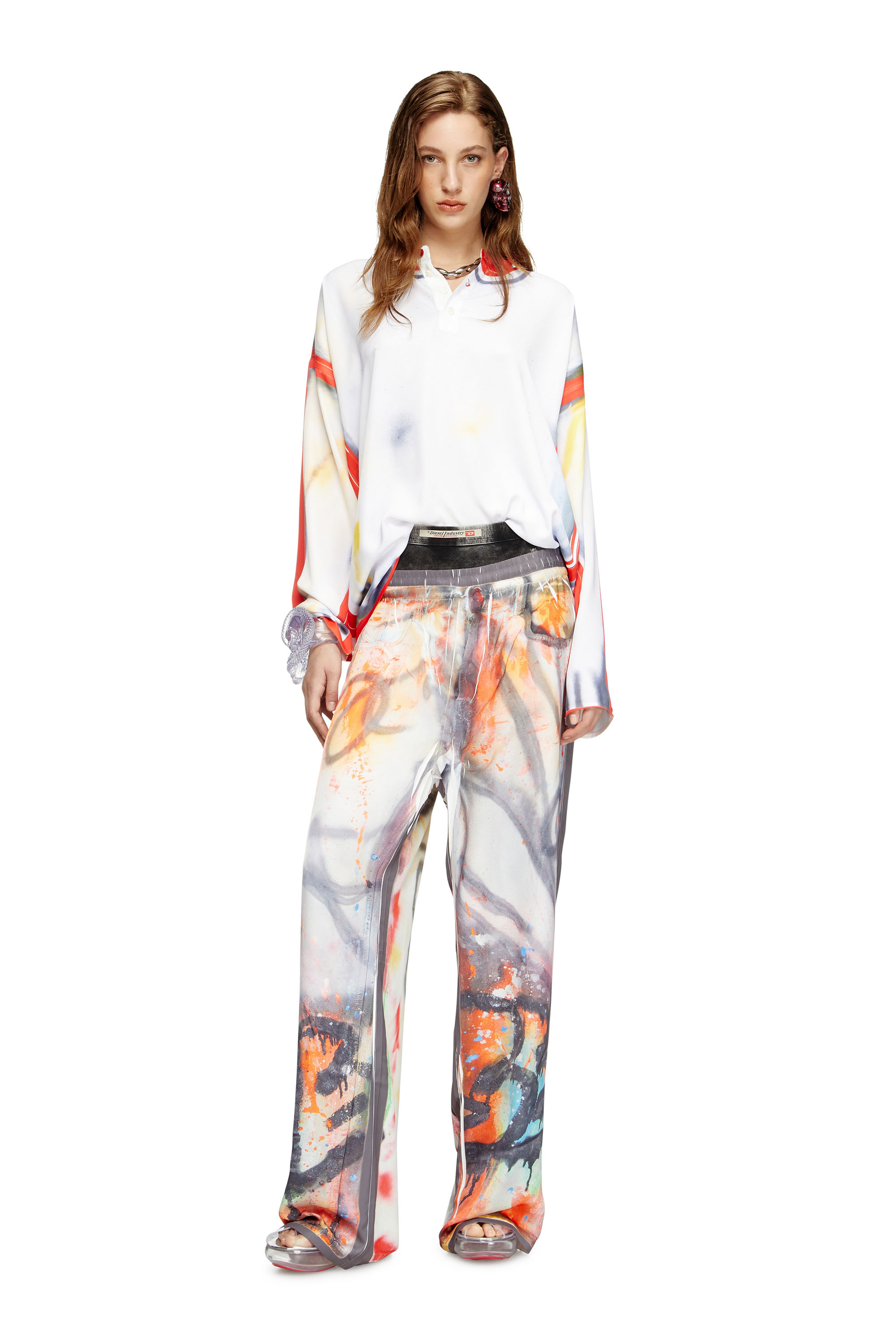 Diesel - T-OLAVI-A-SER-GRAFFITI-USA, Unisex Henley-Top im Graffiti-Print in Rot/Weiss - 6