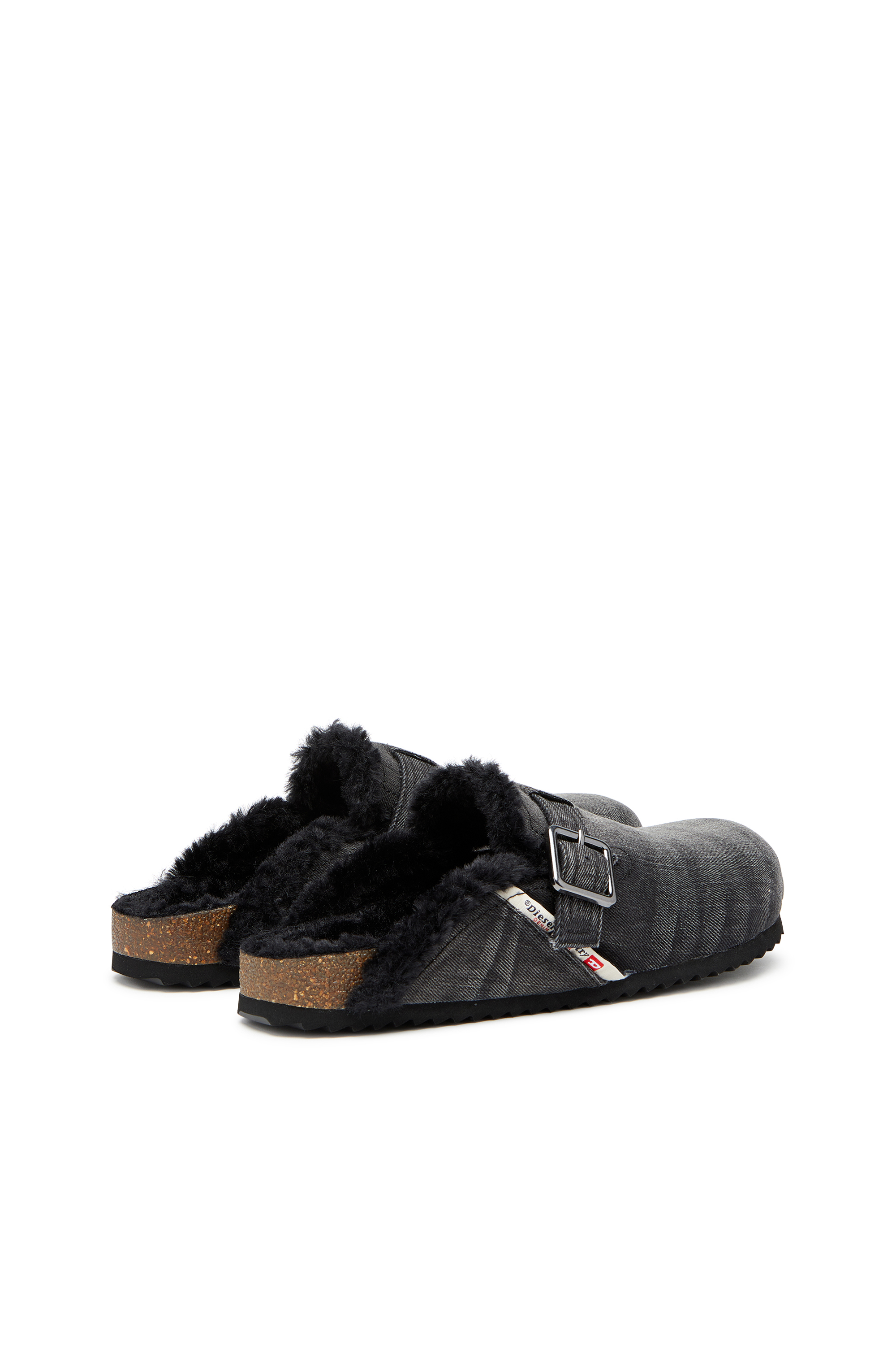 Diesel - D-WOODSTOCK X, Herren D-Woodstock-Pantoletten aus Denim mit flauschigem Futter in Schwarz - 3