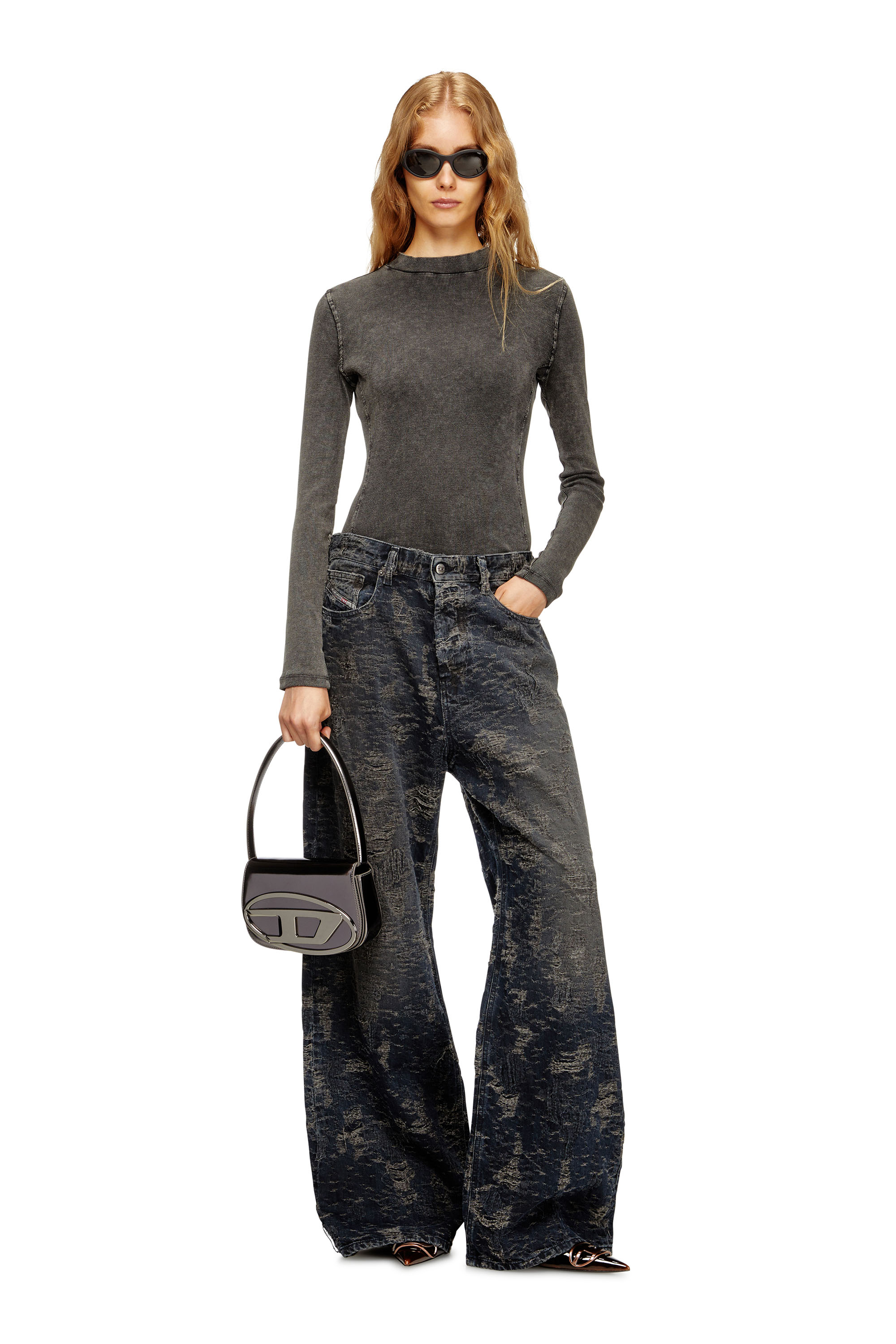 Diesel - 1DR, Damen 1DR-Ikonische Schultertasche aus Spiegel-Leder in Grau - 2