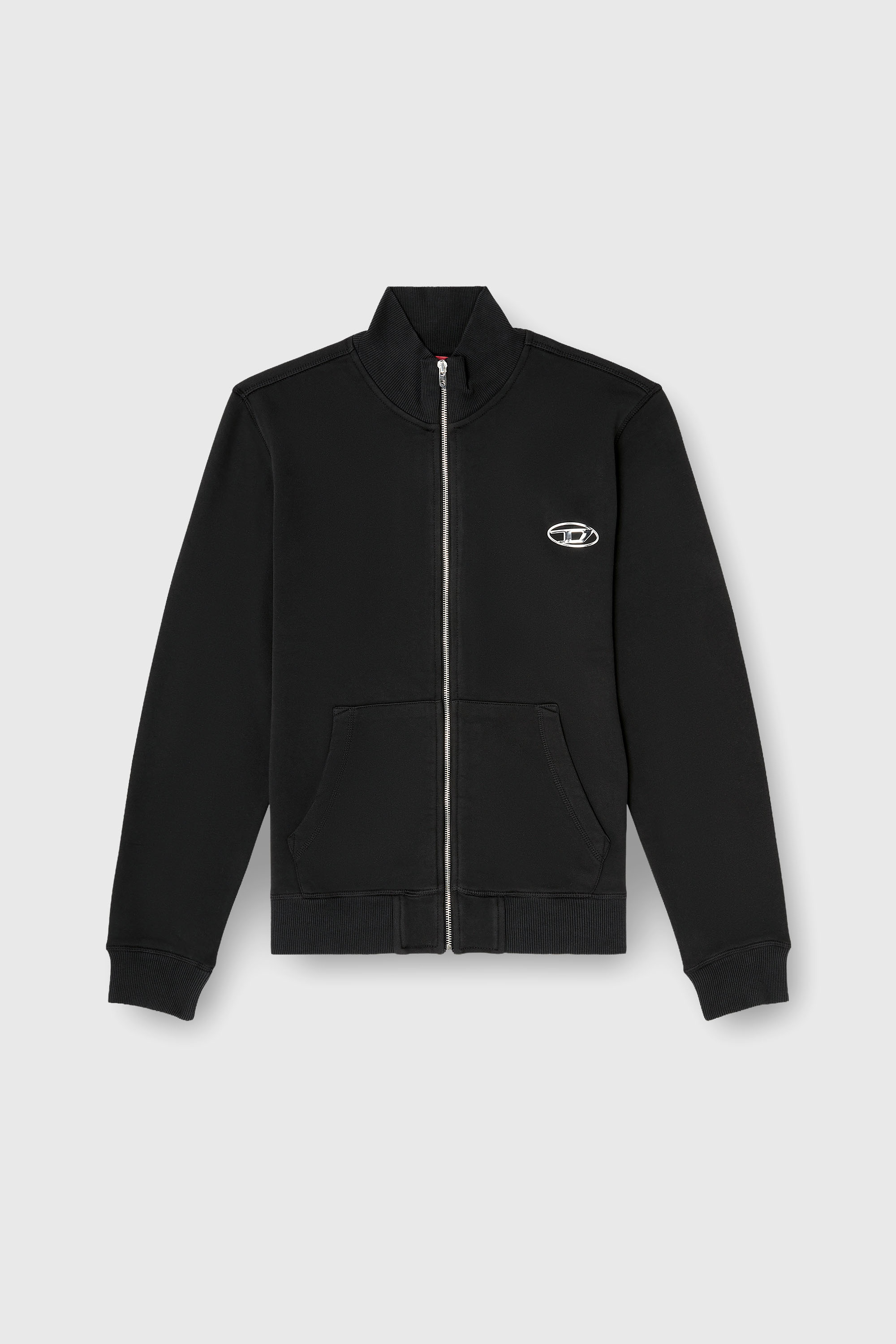 Diesel - S-GINN-ZIP-IOD, Herren Sweatshirt mit Stehkragen und metallischem Oval D in Schwarz - 2