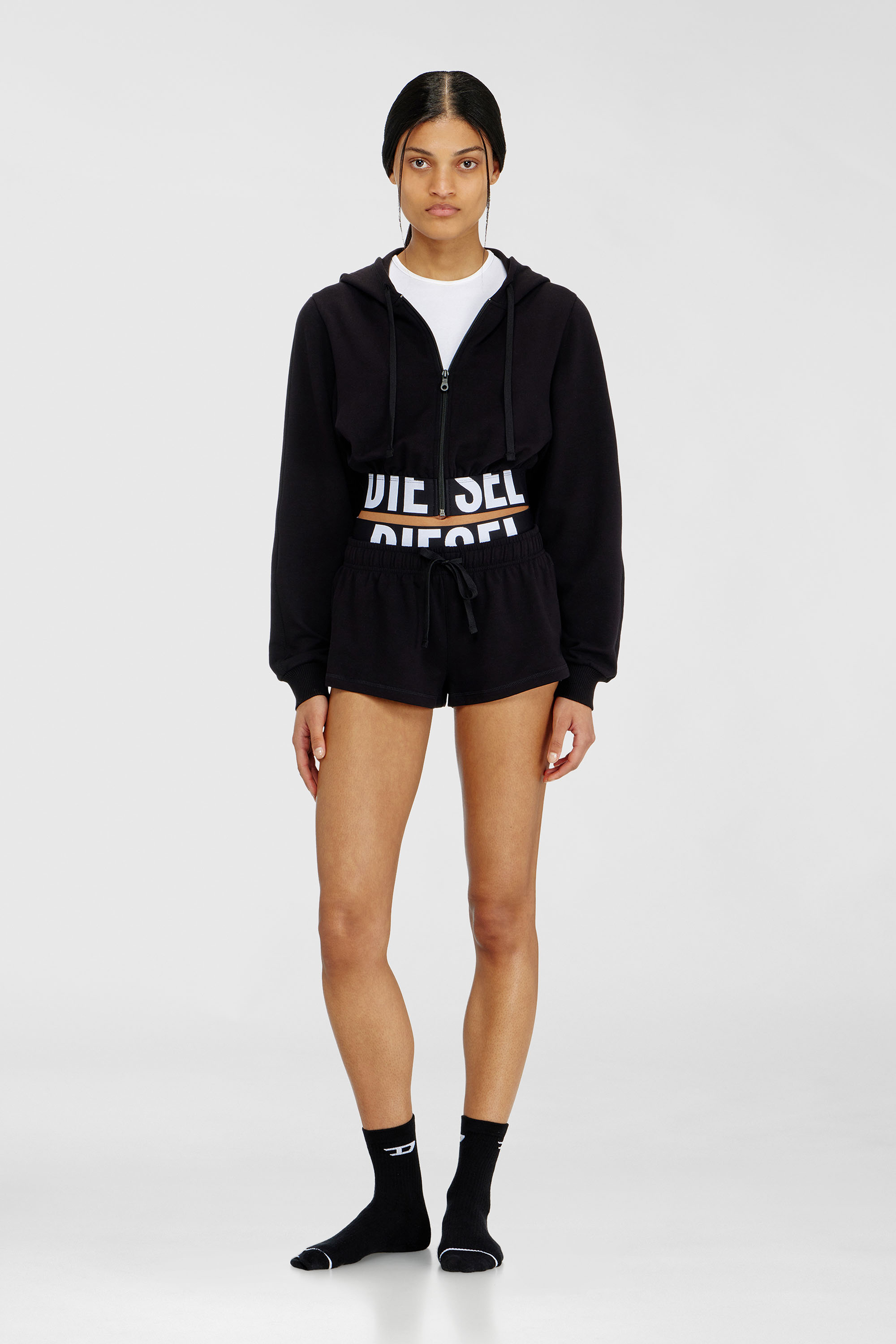 Diesel - NIKA-D-POP, Damen Cropped Hoodie mit Logo-Band in Schwarz - 2
