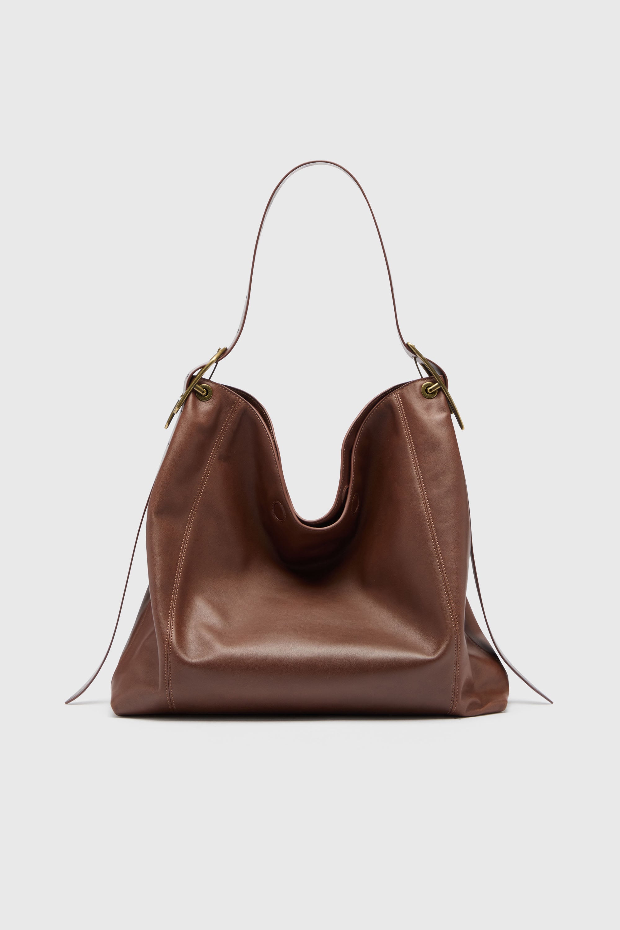 Diesel - D-LINE HOBO L, Damen D-Line Hobo-Tasche aus Leder in Dunkelbraun - 1