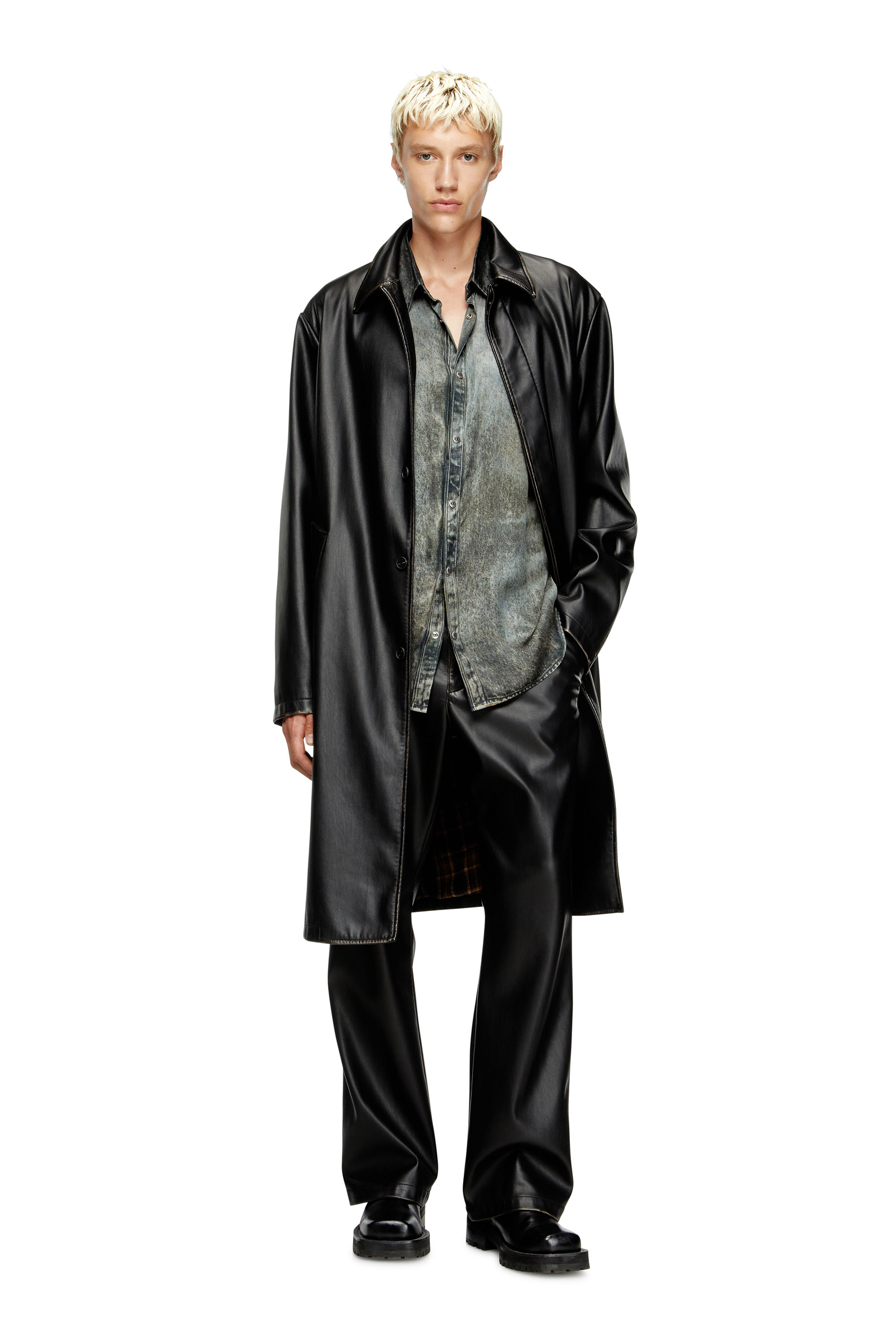 Diesel - J-RIVERS, Herren Automantel in vielgetragener Optik mit Futter aus Flanell in Schwarz - 2