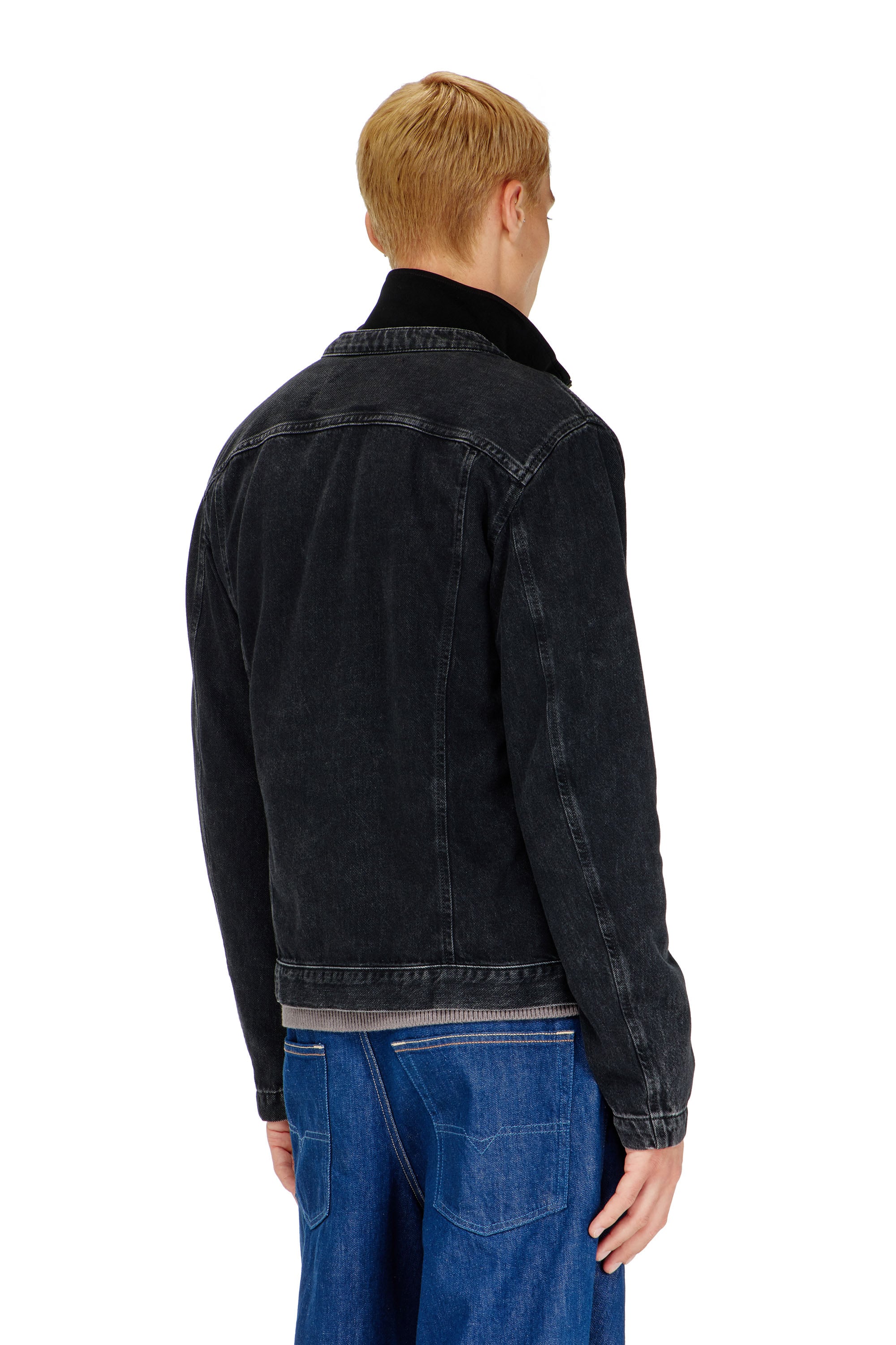 Diesel - D-GLORY, Herren Bikerjacke aus sauber gewaschenem Denim in Schwarz - 4