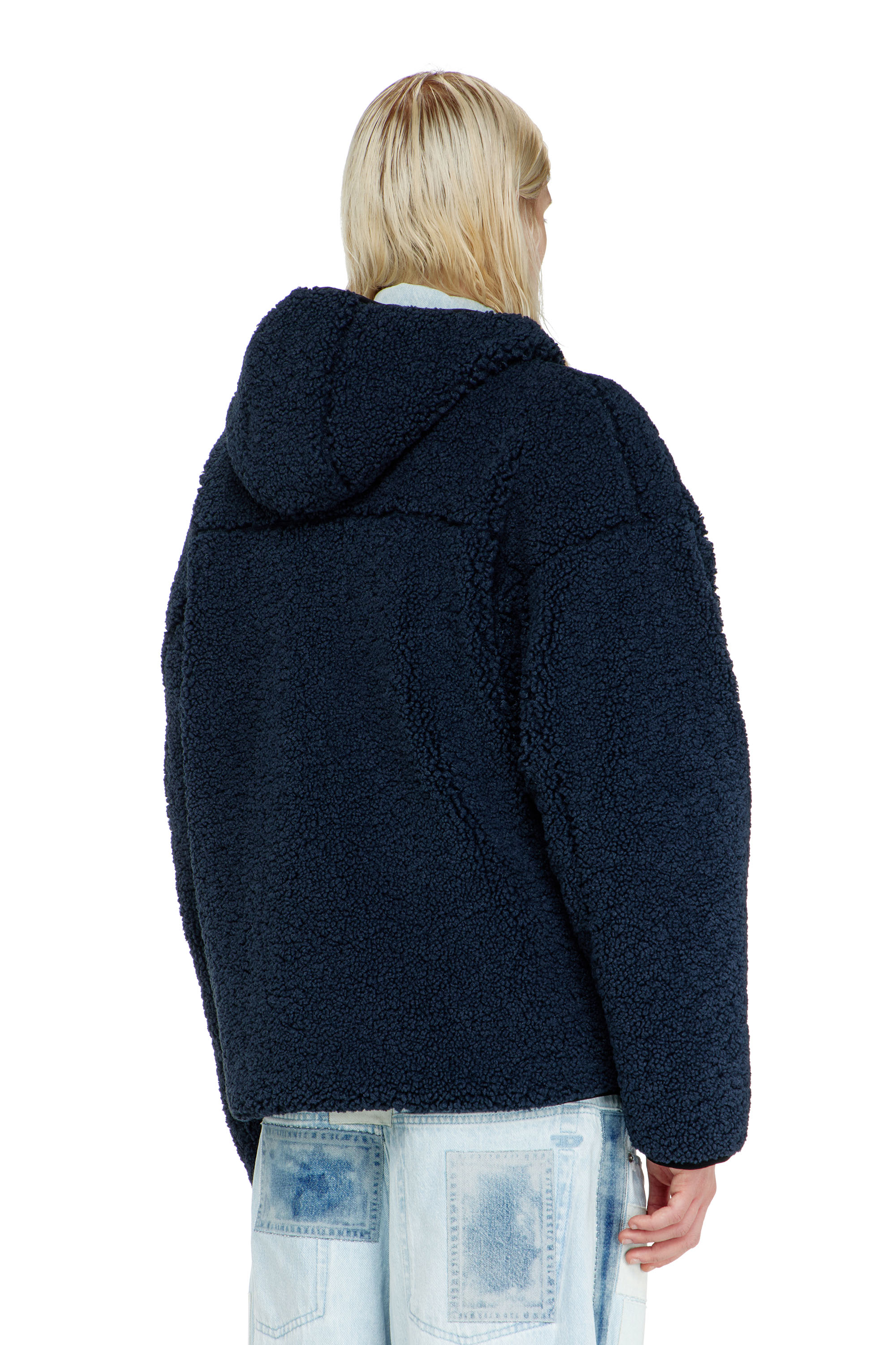 Diesel - S-ZAT, Herren Teddy-Kapuzenpullover in Dunkelblau - 4