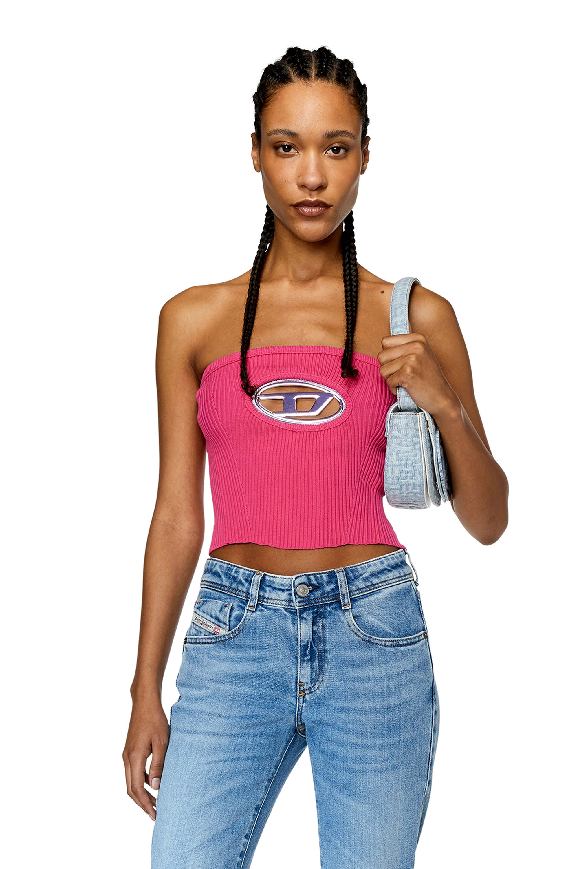Diesel - M-CLARKSVILLE-B, Damen Bandeau-Top mit Oval D-Plakette in Fuchsie - 3