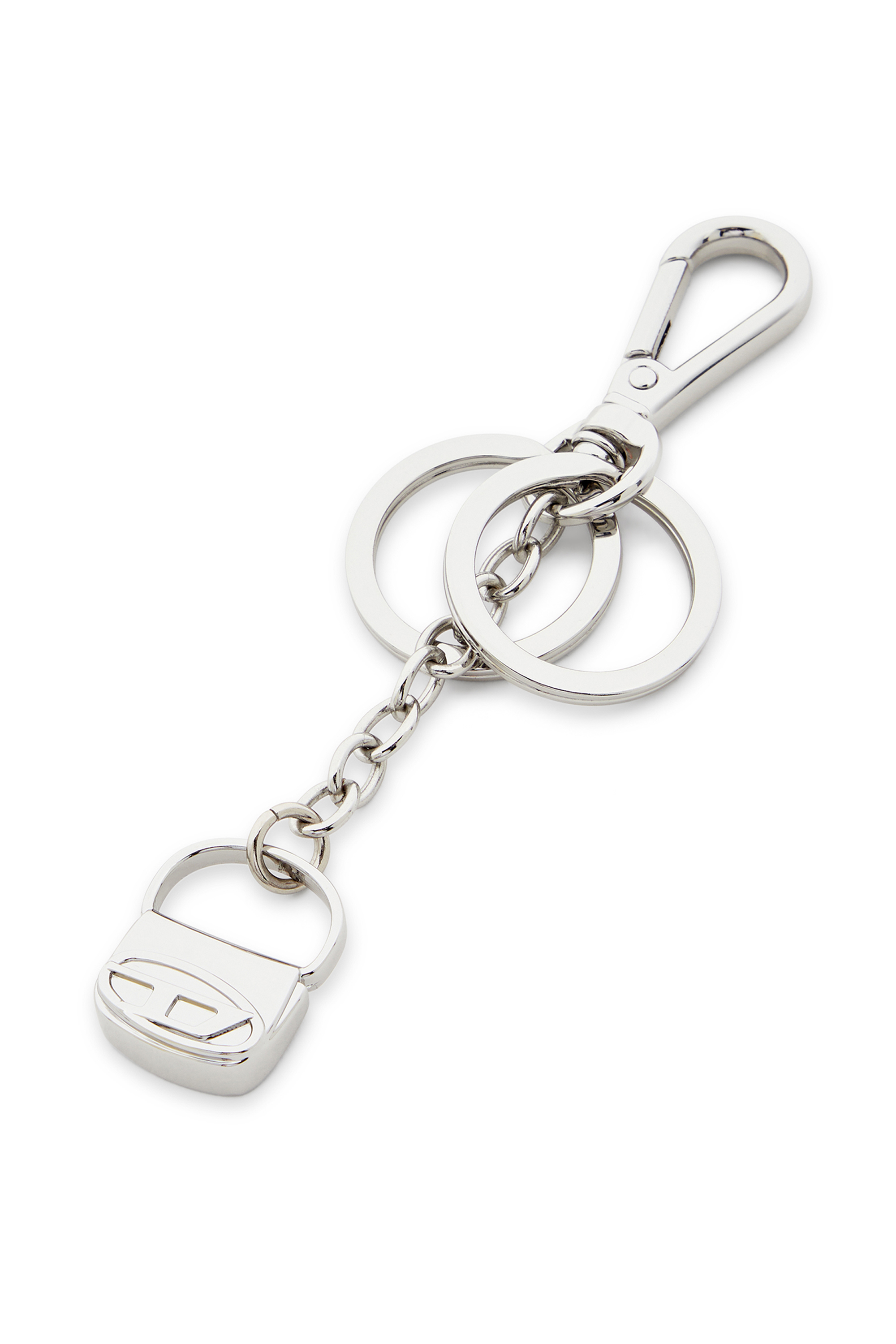 Diesel - 1DR-KEYRING CHARM, Damen Schlüsselring aus Metall mit 1DR-Bag-Charm in Silber - 2