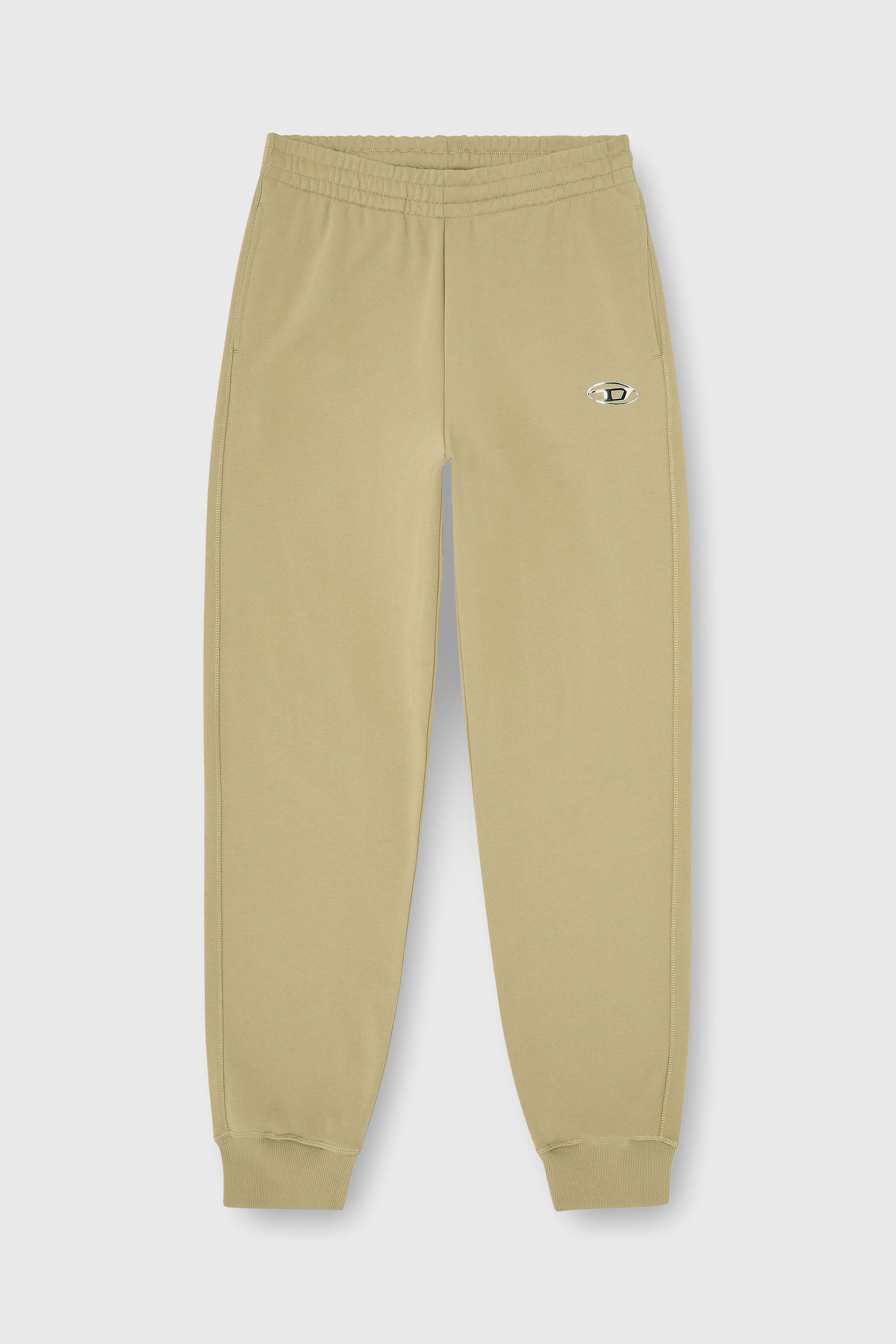 Diesel - P-MARKY-IOD, Herren Baumwollsweatpants mit metallischem Oval D in Beige - 2