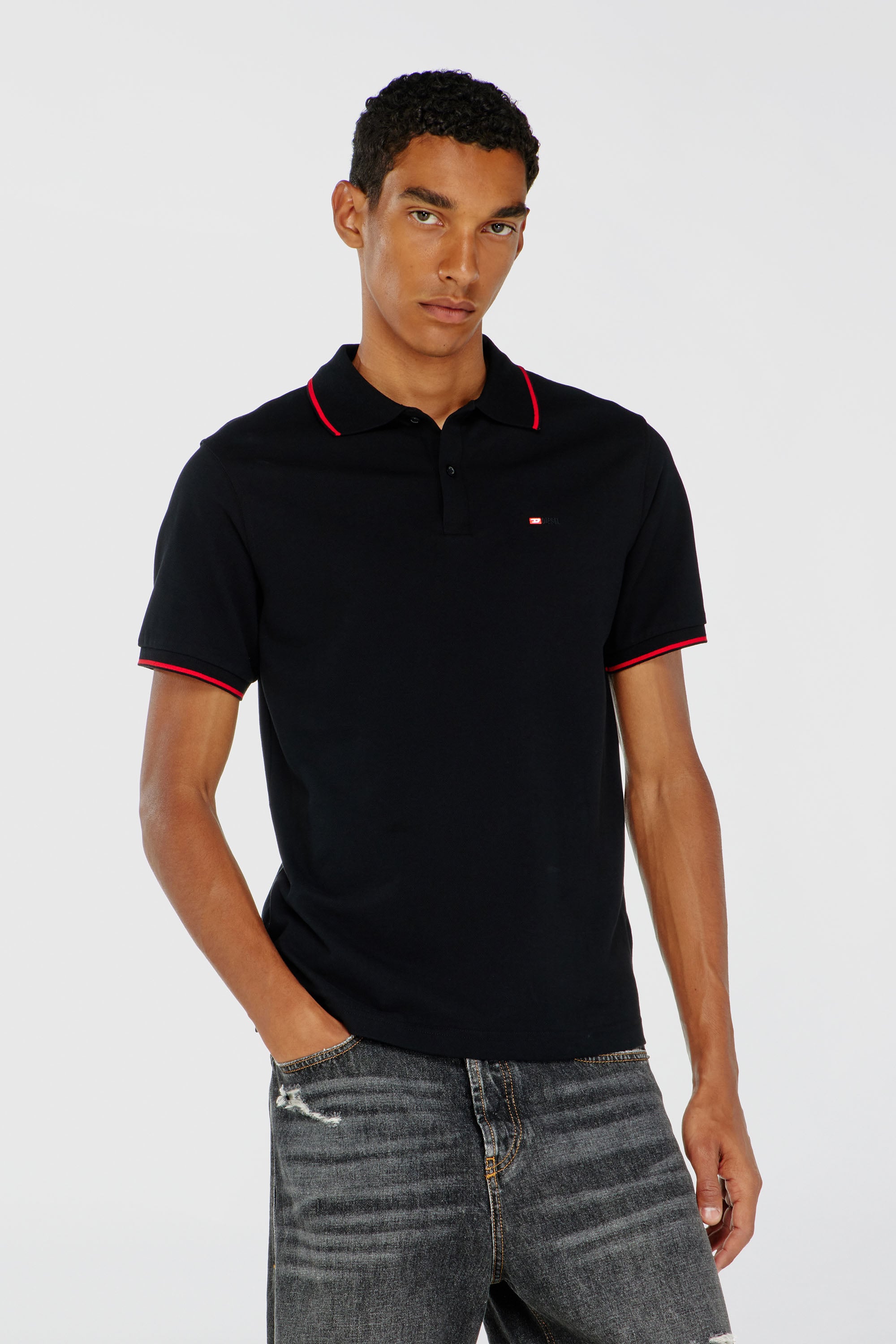 Diesel - T-FERRY-MICRODIV, Herren Poloshirt mit Diesel-Microstickerei in Schwarz - 1