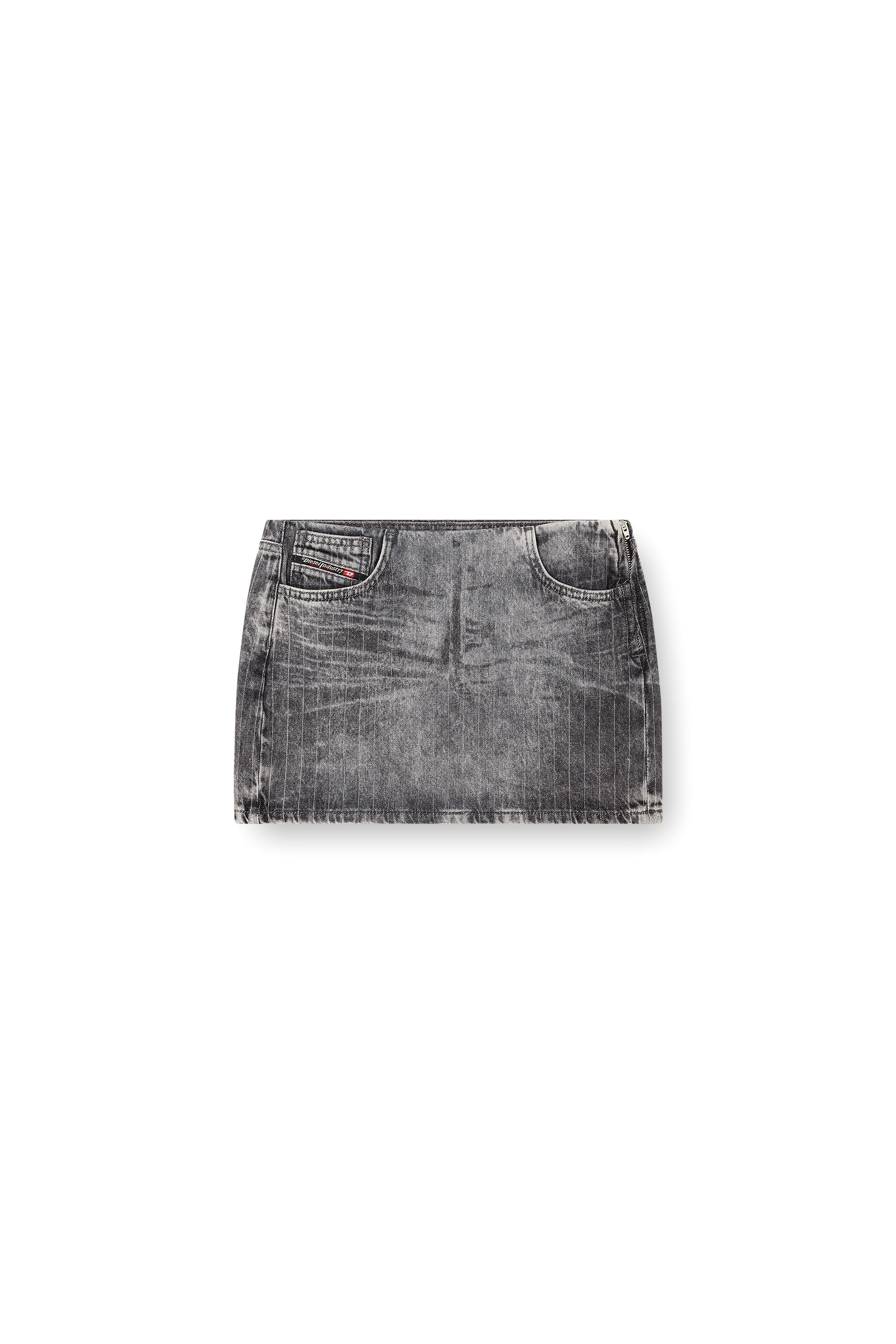 Diesel - DE-PRA-MINI-S3, Woman's Miniskirt in tailoring pinstripe denim in Light Grey - 3