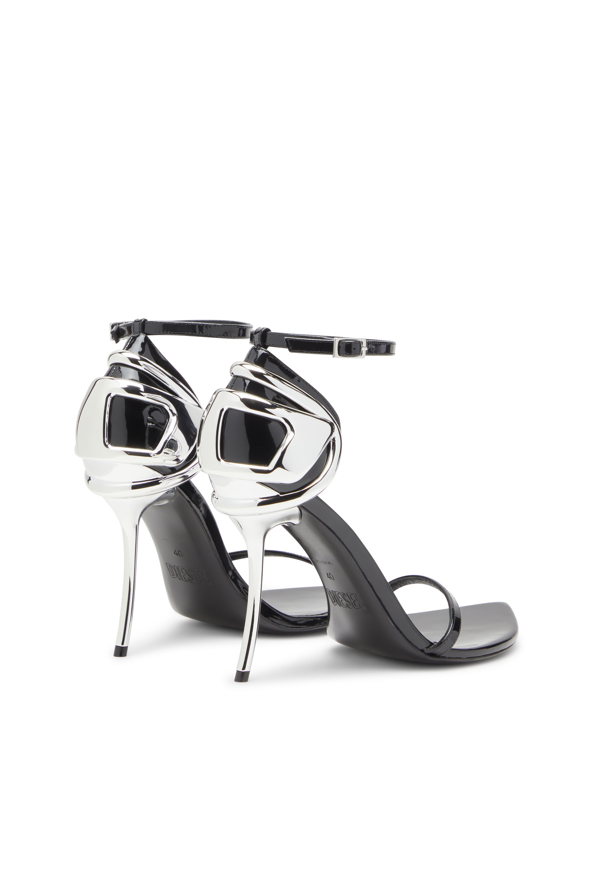 Diesel - D-TEN&HALF SANDAL, Damen D-Ten&Half-Stiletto-Sandalen aus Lackleder und Satin in Schwarz - 3