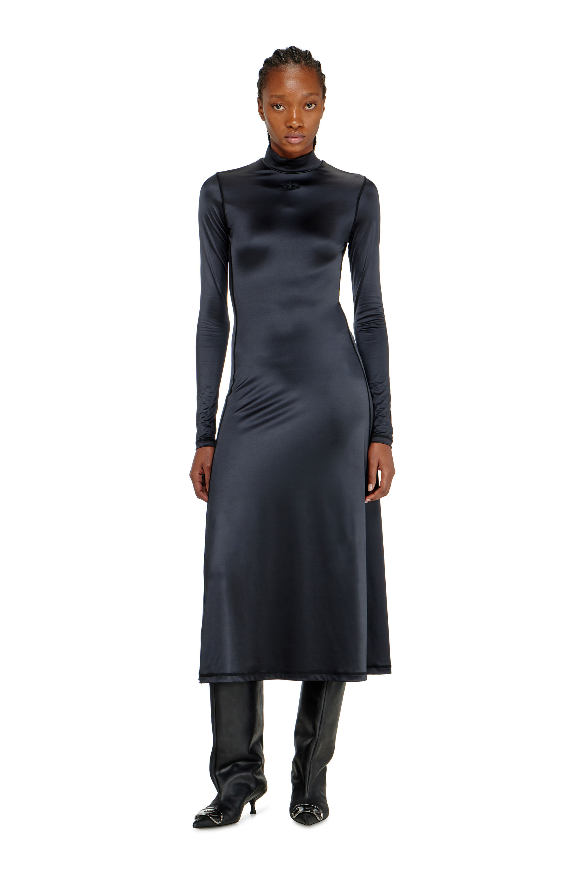 Diesel - D-UNGO, Damen Flie&szlig;endes Midikleid mit Rollkragen in Schwarz - 3