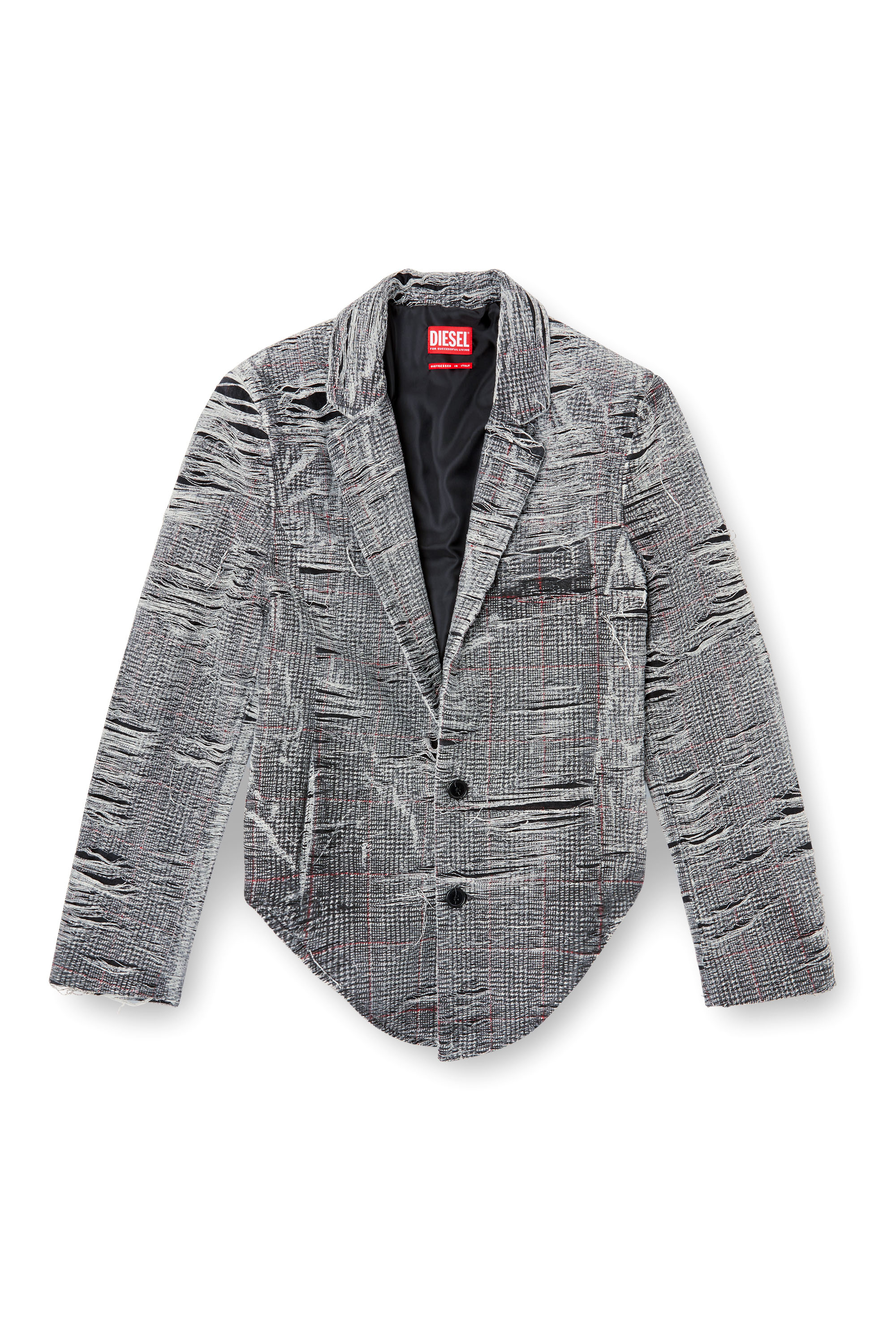 Diesel - DE-PHONIX-FSG, Woman's Blazer in distressed Prince of Wales denim in Grey - 3