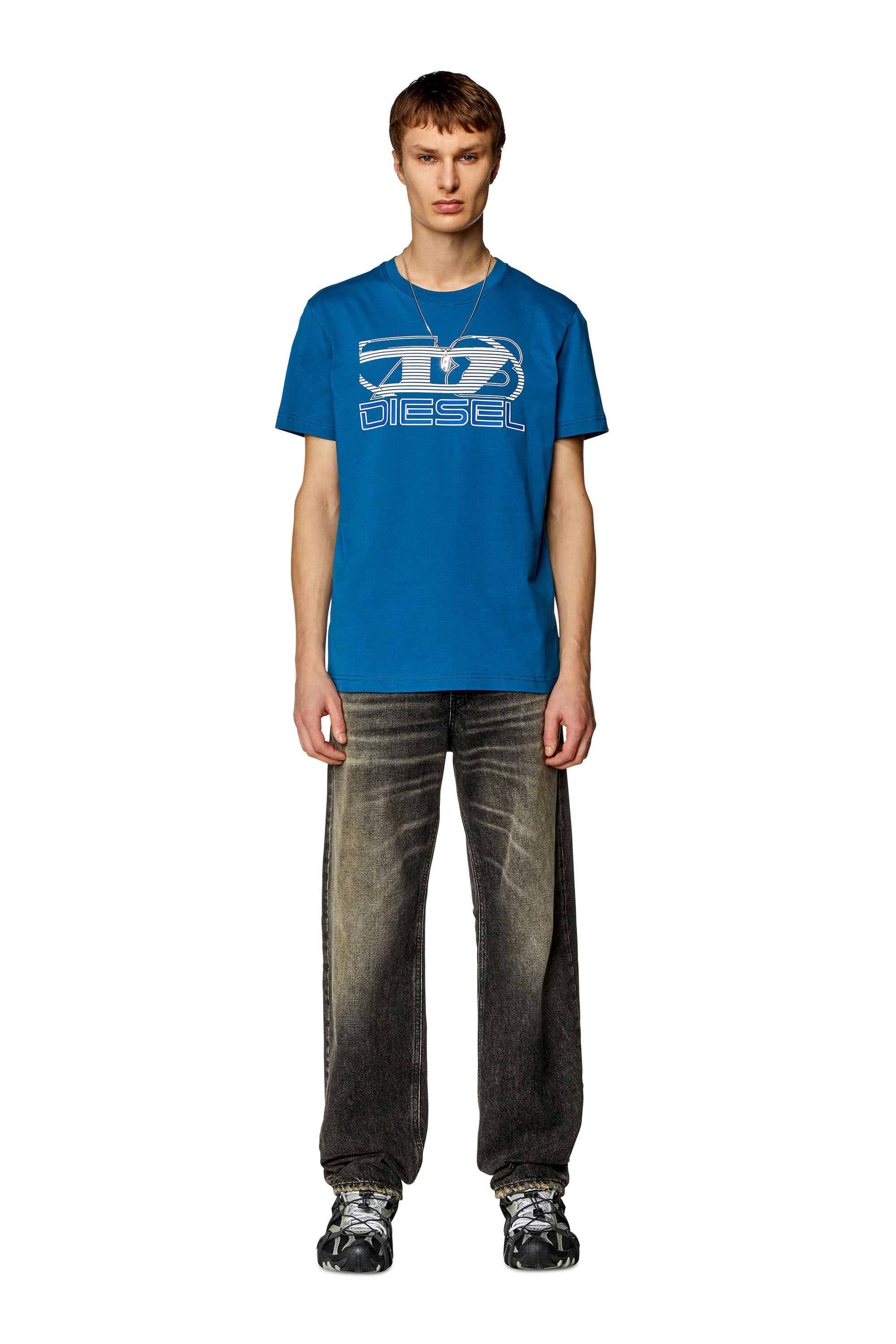 Diesel - T-DIEGOR-K74, Herren T-Shirt mit Oval D 78-Print in Blau - Image 2