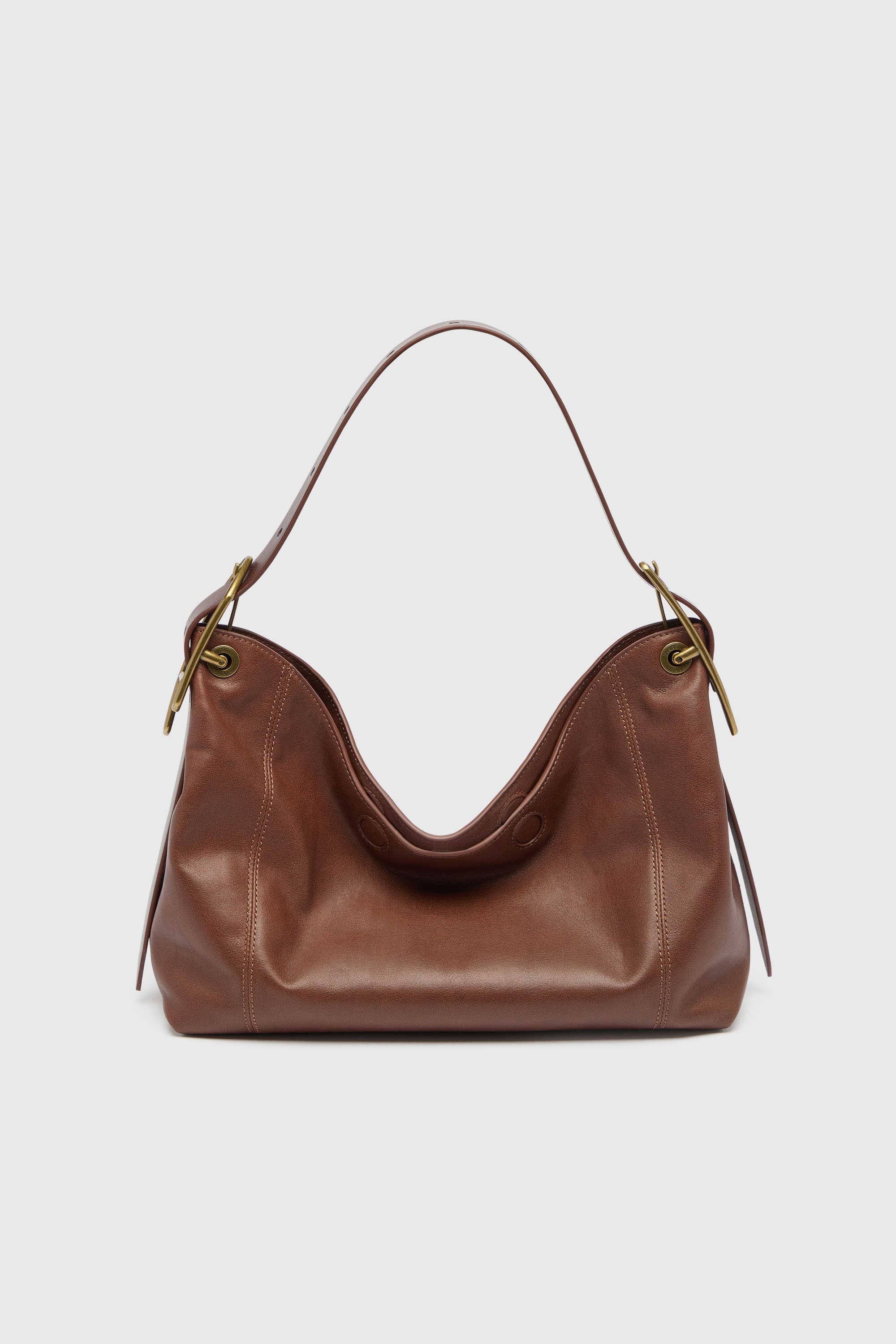 Diesel - D-LINE HOBO S, Damen D-Line Schultertasche aus Leder in Dunkelbraun - 2