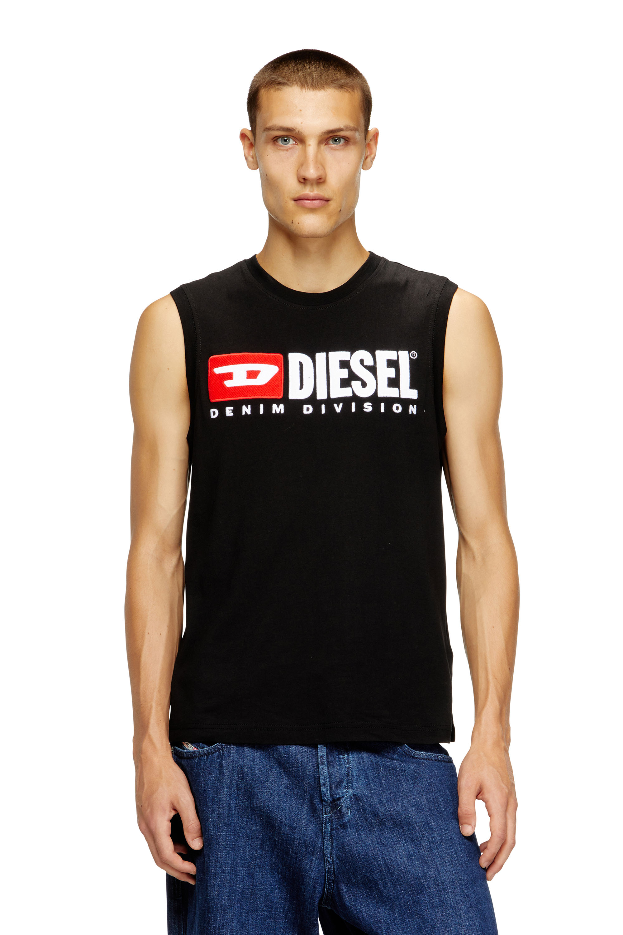 Diesel - T-ISCO-DIV, Herren Tanktop mit Logo-Print vorn in Schwarz - 1