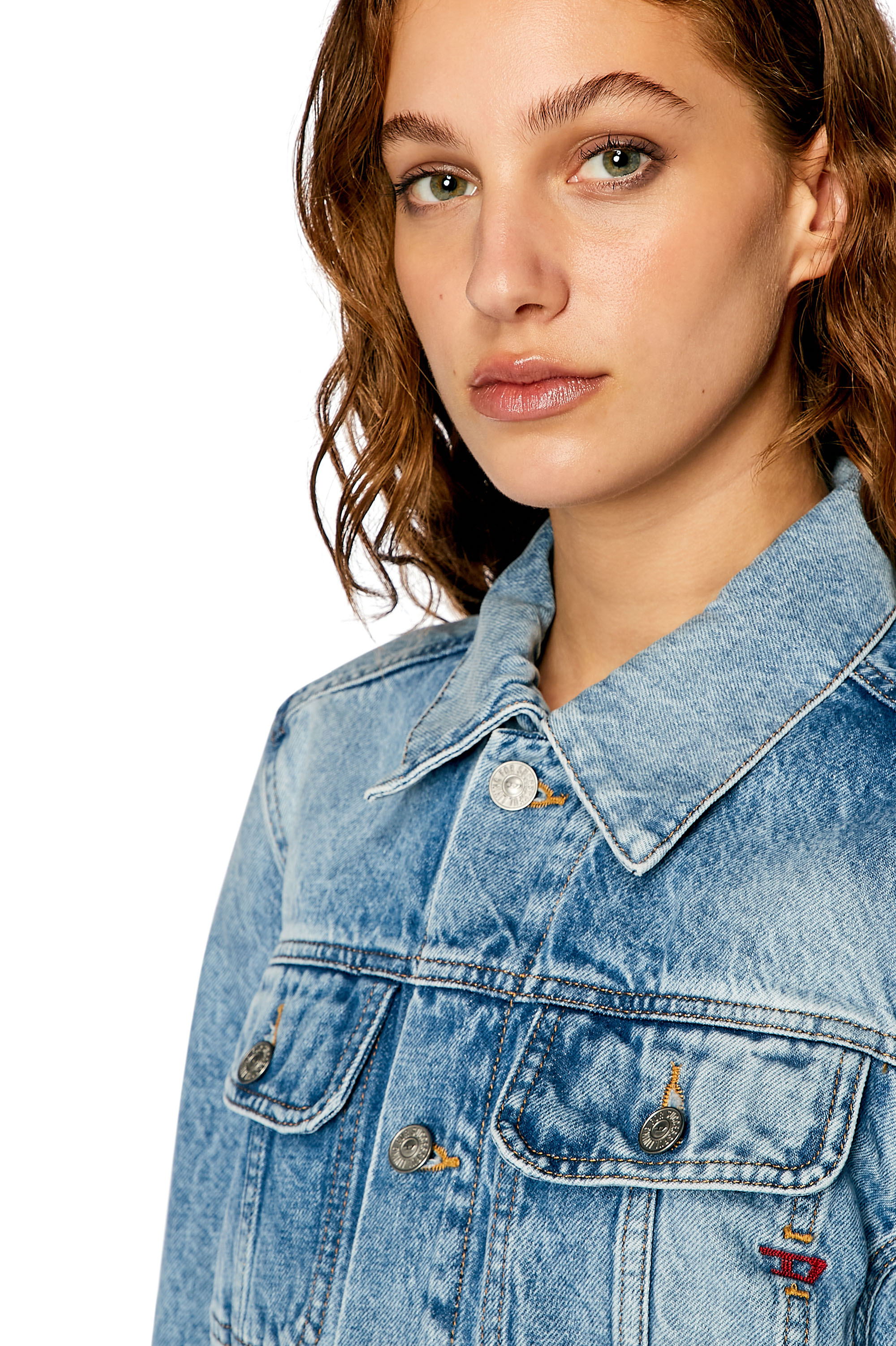 Diesel - DE-BONNY, Damen Truckerjacke aus Denim in Hellblau - 3