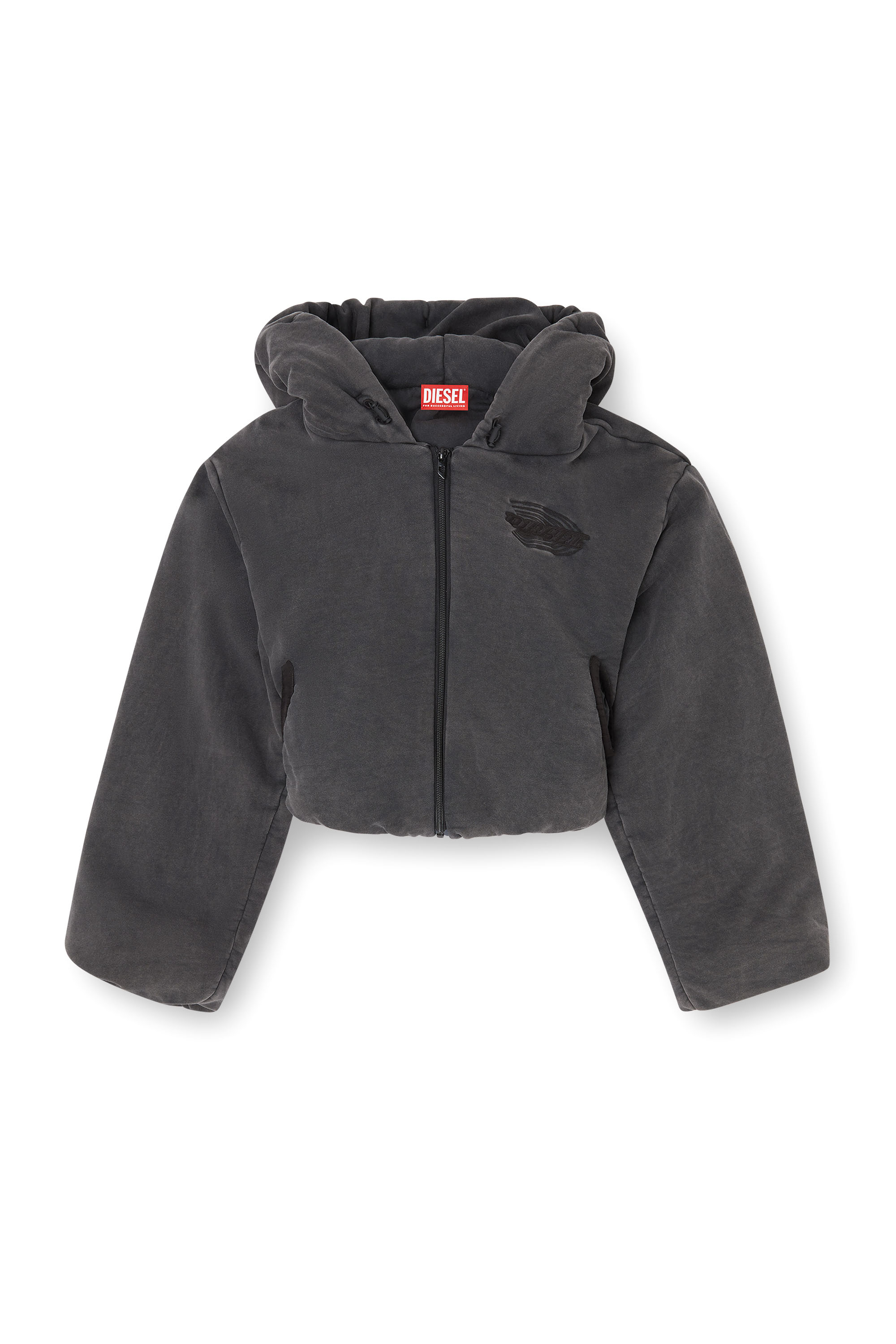 Diesel - F-ENERDÌ, Damen Verkürzter Hoodie mit Reißverschluss in Schwarz - 3