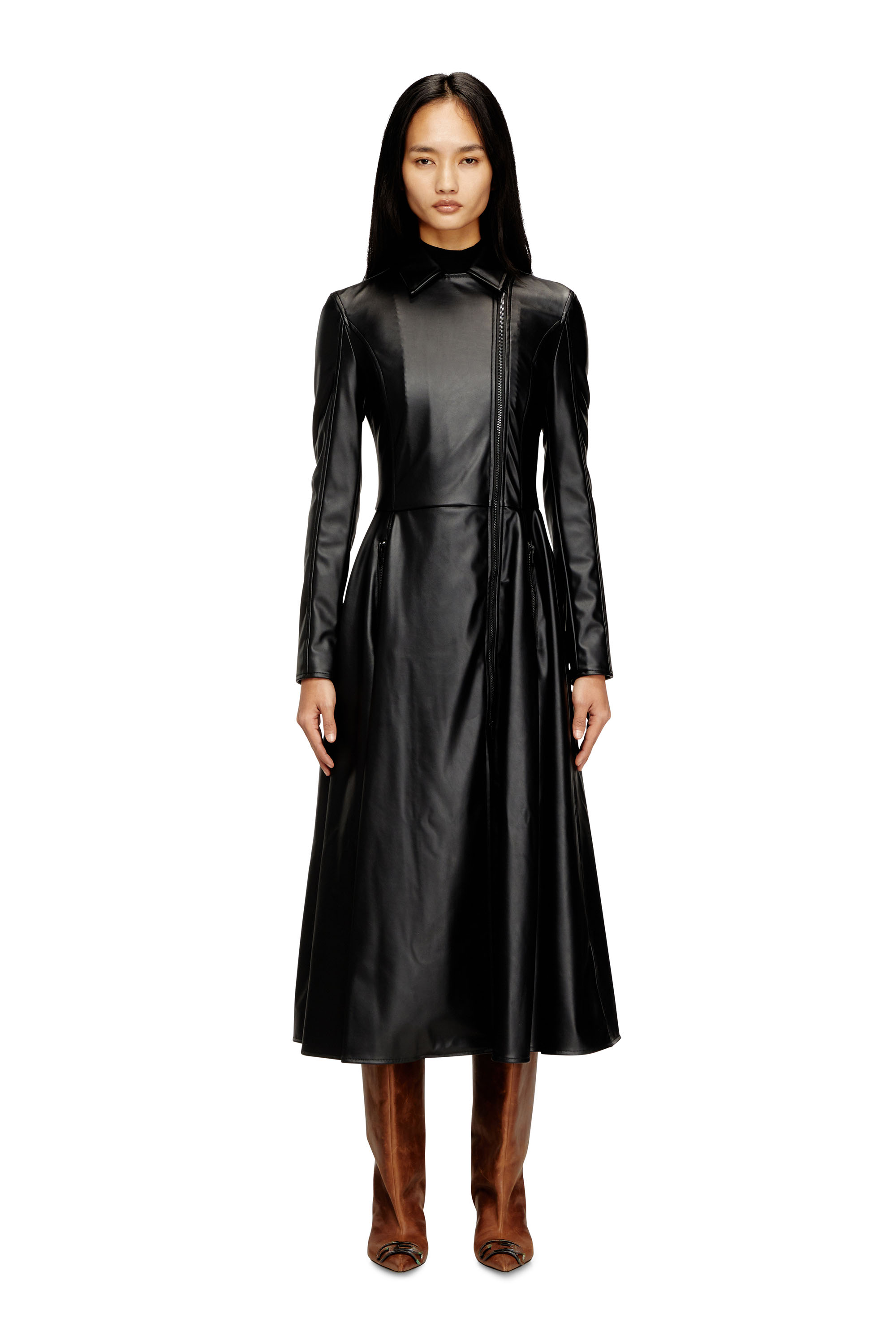 Diesel - D-RAGON, Damen Midi-Mantelkleid mit Biker-Details in null - 3