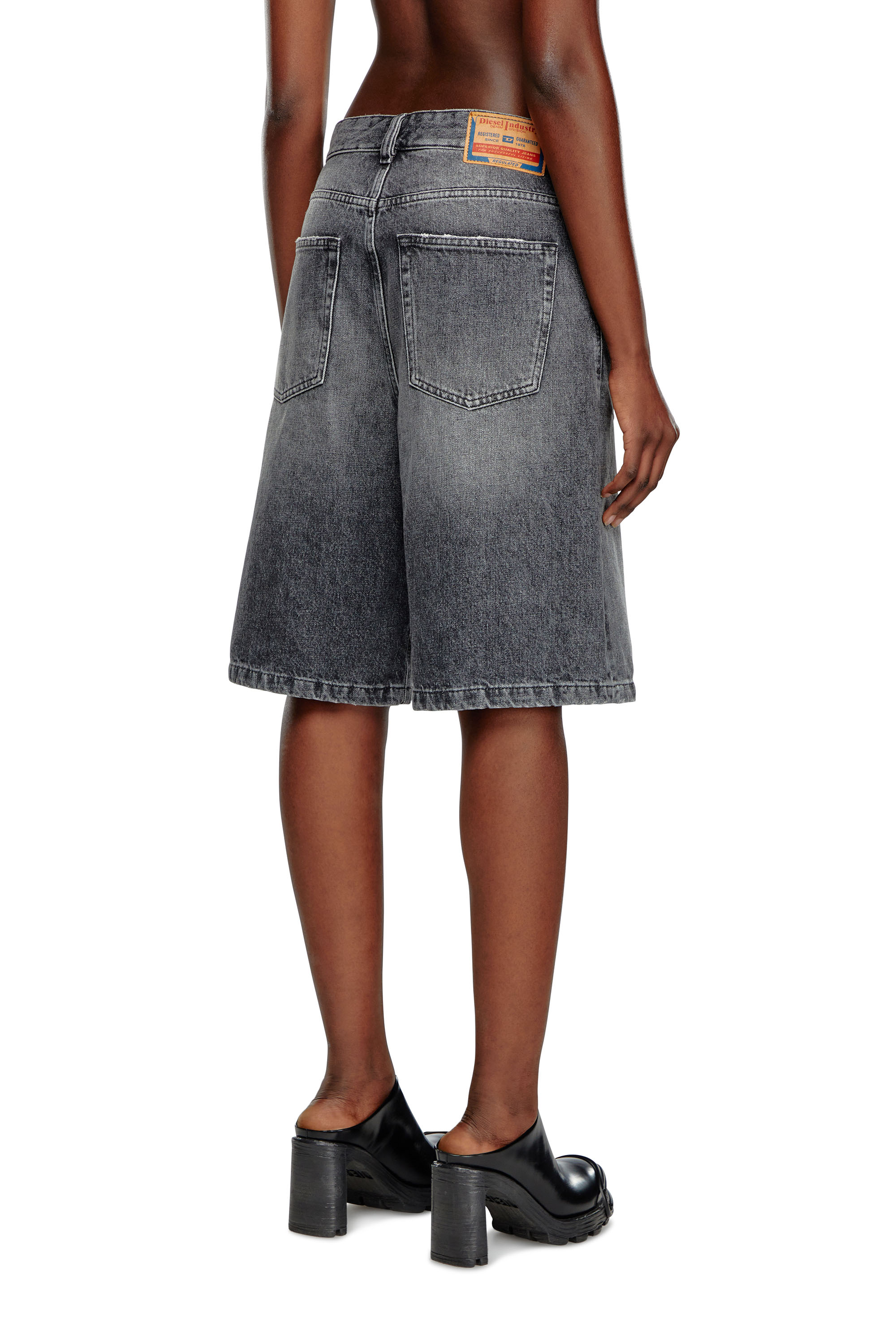 Diesel - DE-SIRE-SHORT, Woman Shorts in clean-wash denim in Black - Image 4