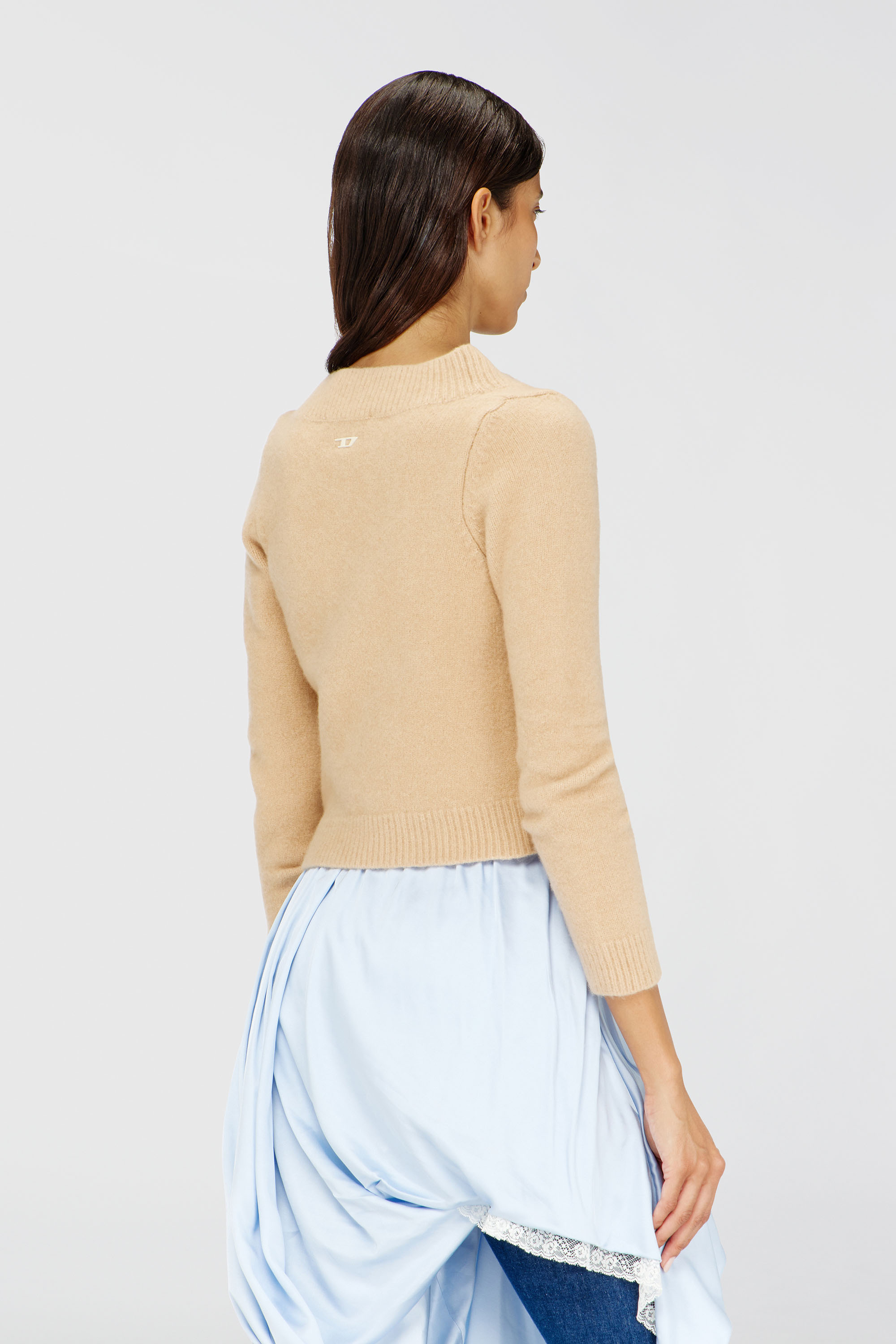 Diesel - M-AVA, Damen Kurz geschnittener Cardigan aus gekochtem, geknittertem Strick in Beige - 4