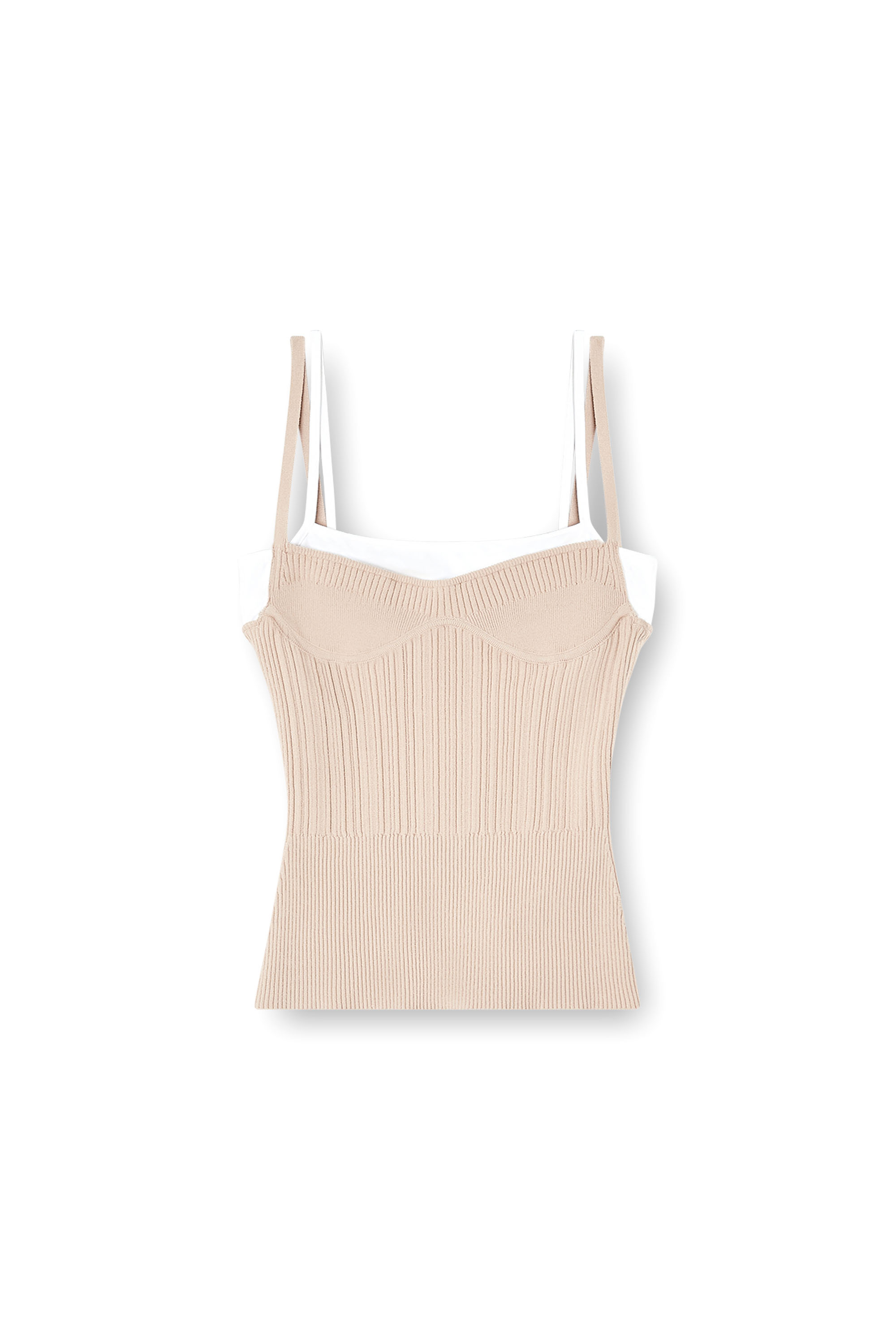 Diesel - M-ZARRINA, Woman's Layered cami top in ribbed knit in Pink - 2