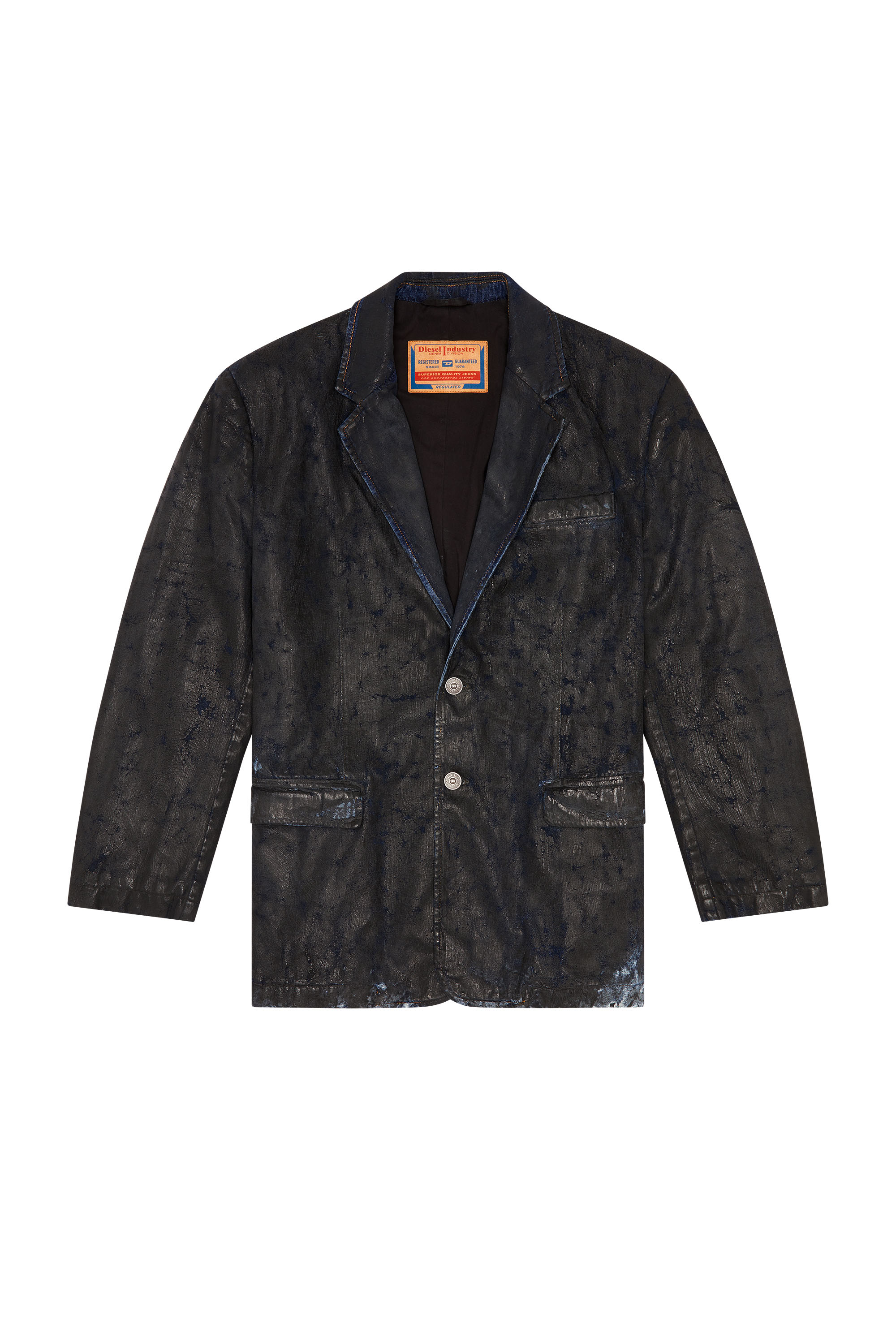 Men's Denim blazer with craquelé coating | Black | Diesel